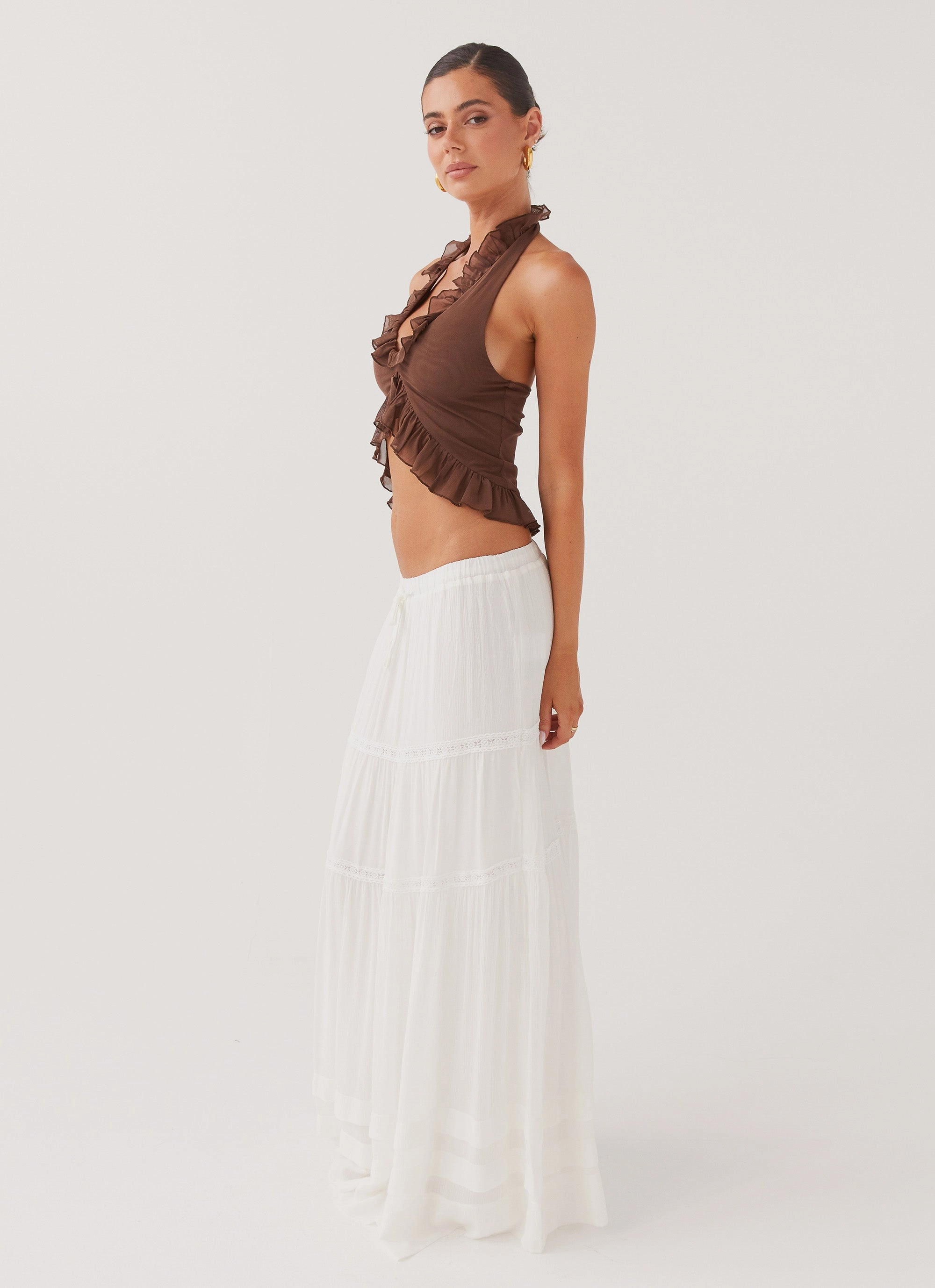 Moonstone Tiered Maxi Skirt - White Design innovation Relaxed Vibes