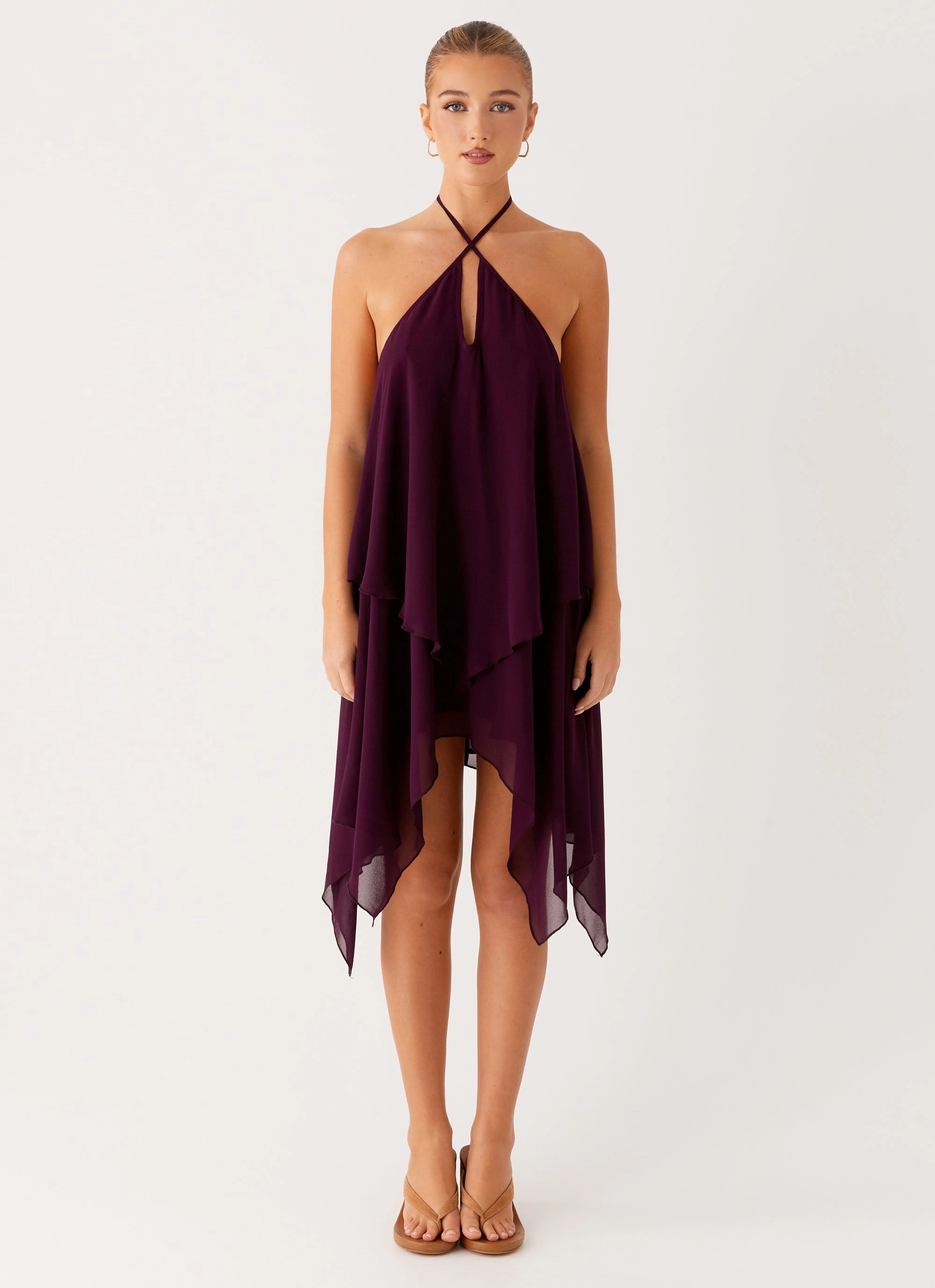 Dalenti Midi Dress - Plum Romantic date dress