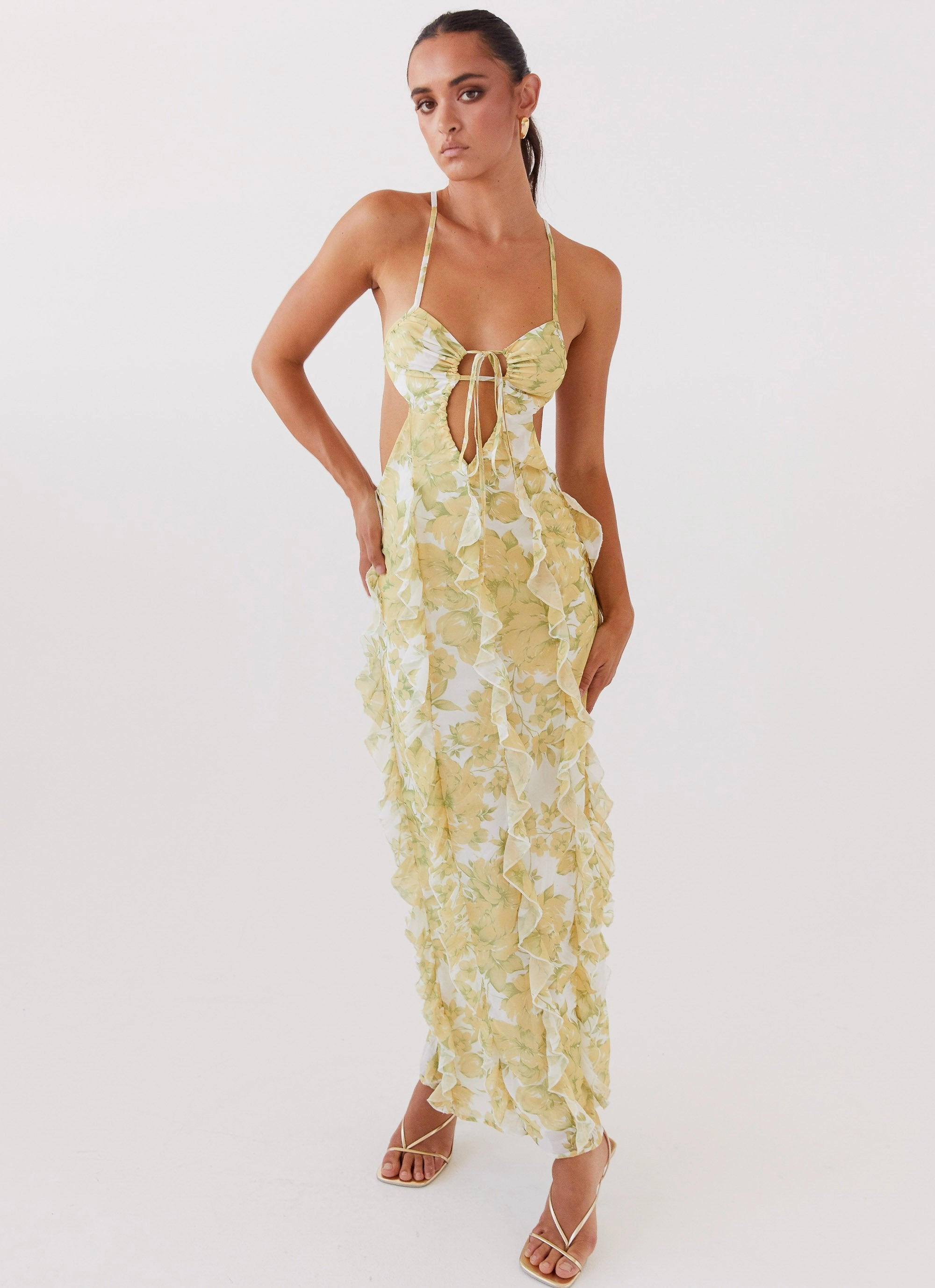 Sunset Kisses Ruffle Maxi Dress - Daffodil Timeless Shape
