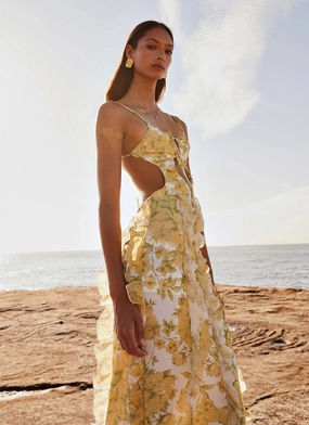 Sunset Kisses Ruffle Maxi Dress - Daffodil Timeless Touch Collared