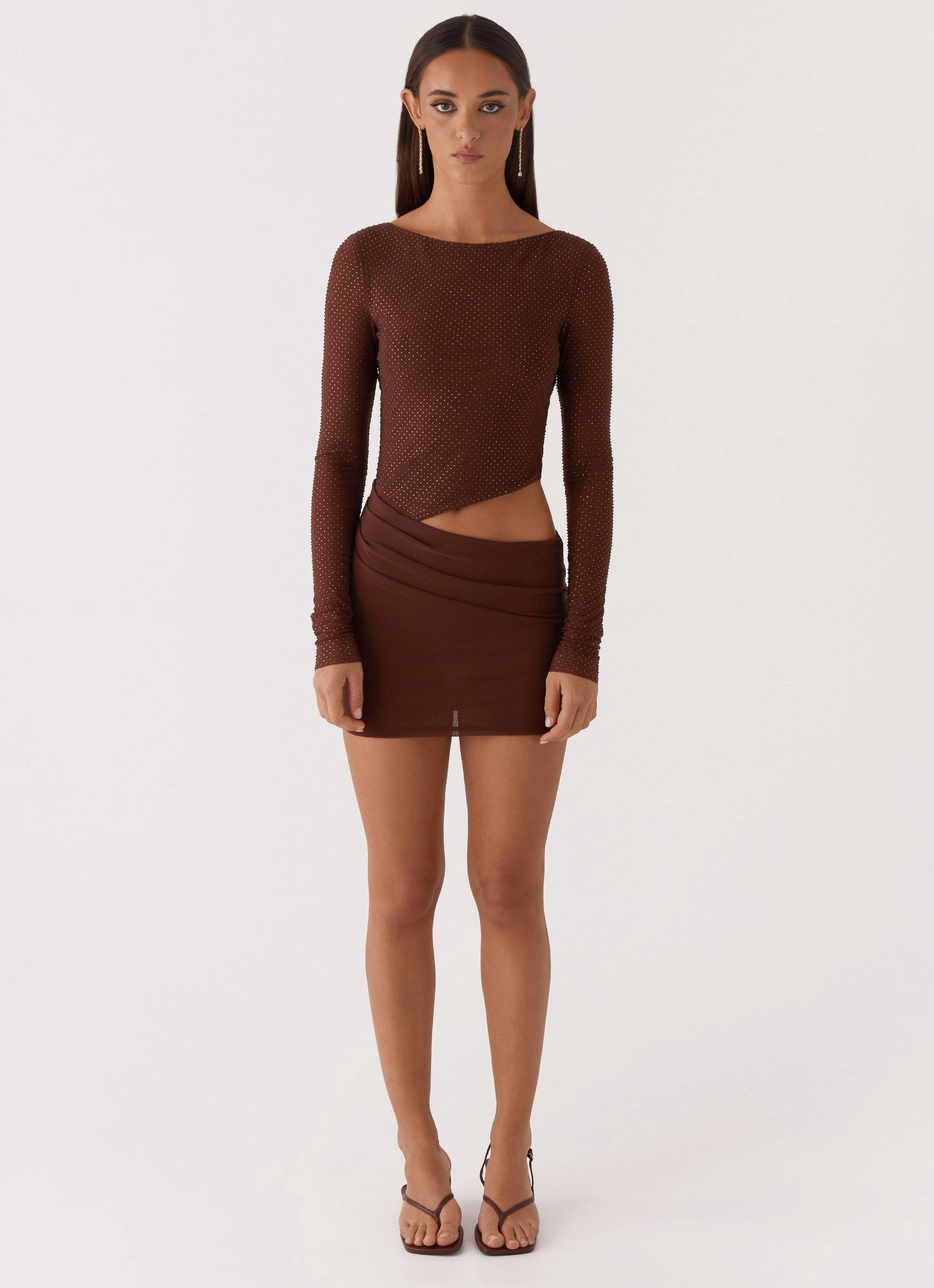Catch The Night Sequin Mini Dress - Chocolate Shape Retention