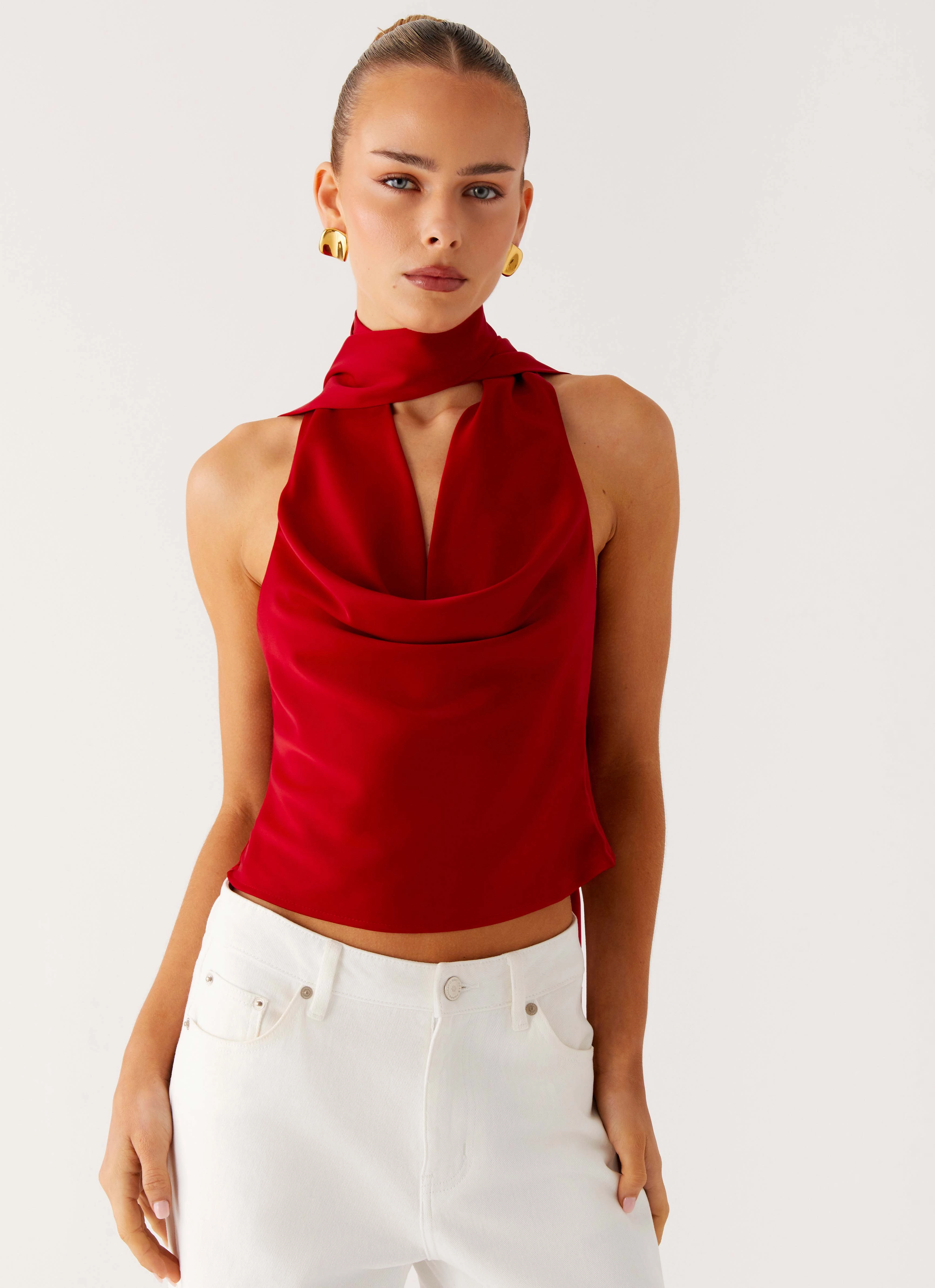 Compact Thermal Insulation Catching Feelings Top - Red