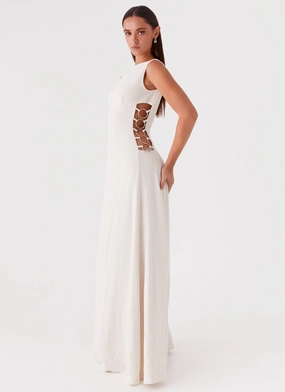 Light and Breezy Catherine Linen Maxi Dress - Oatmeal