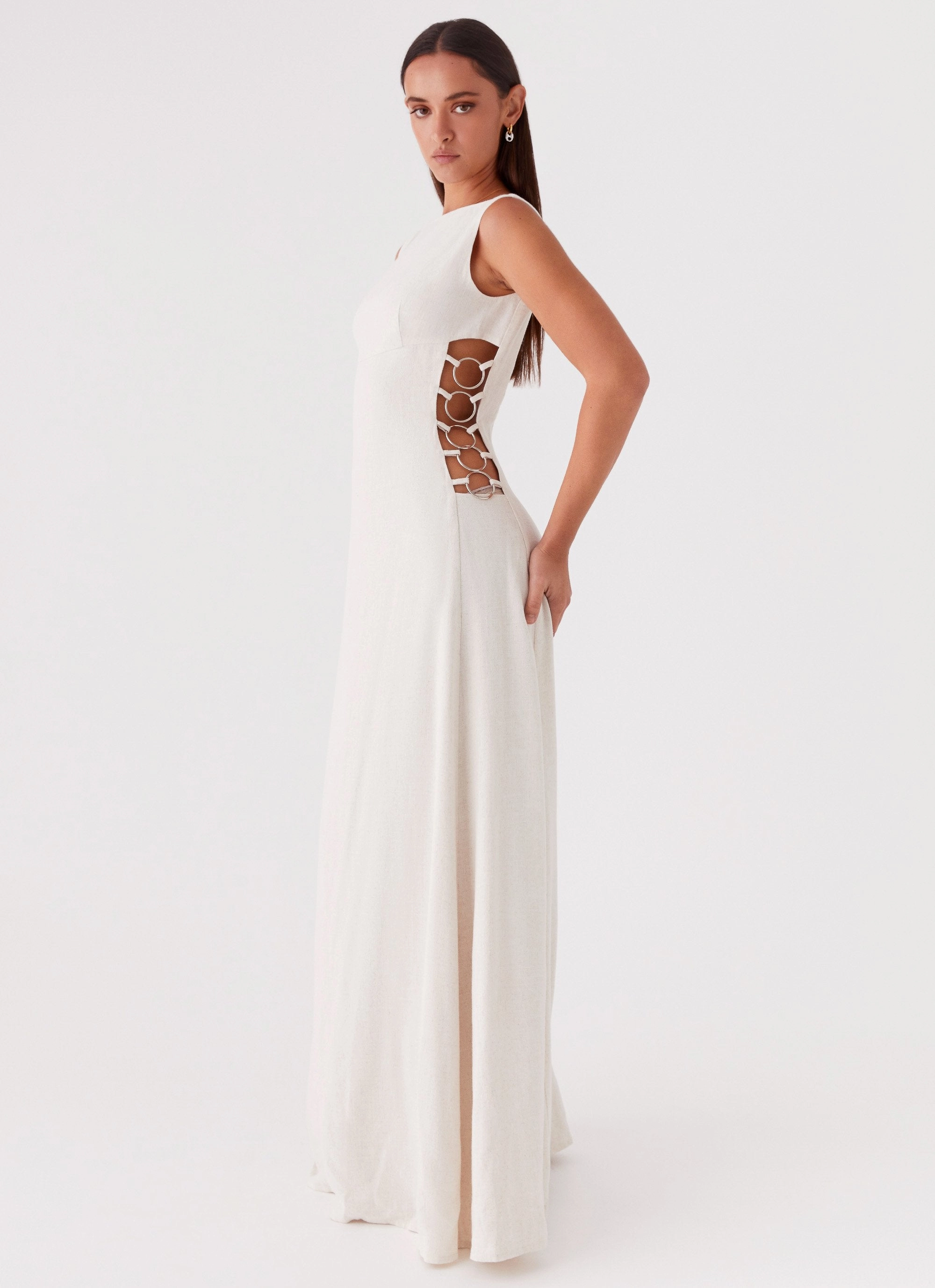 Light and Breezy Catherine Linen Maxi Dress - Oatmeal