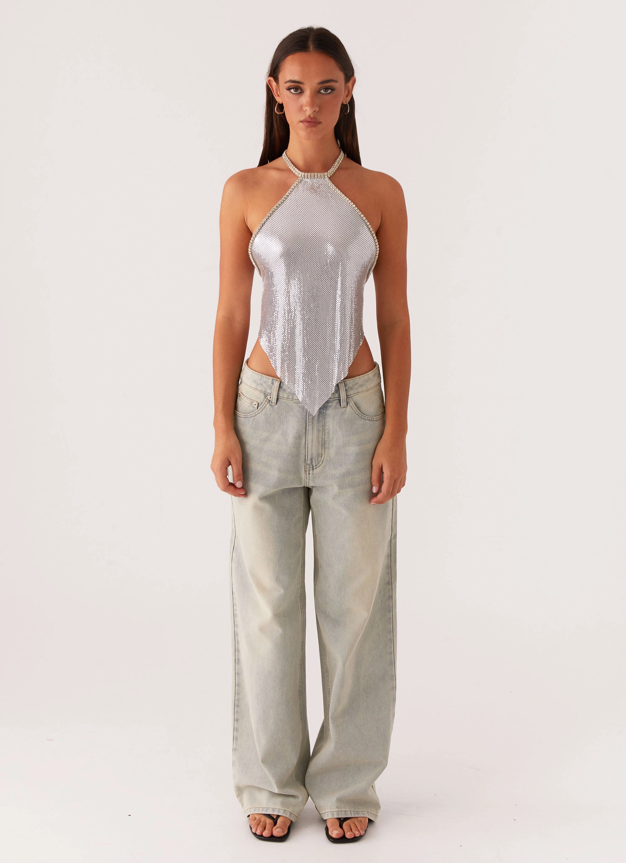 Celebrate Halterneck Chainmail Top - Silver standard fit Durable Double Stitching