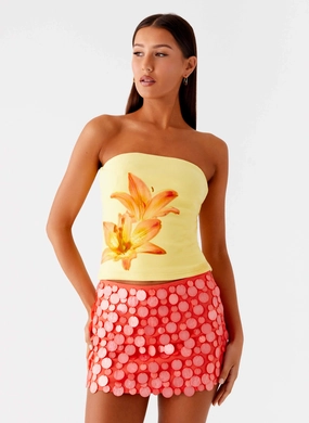 Danta Strapless Top - Yellow LowMaintenance Fabric SeamlessKnitConstruction