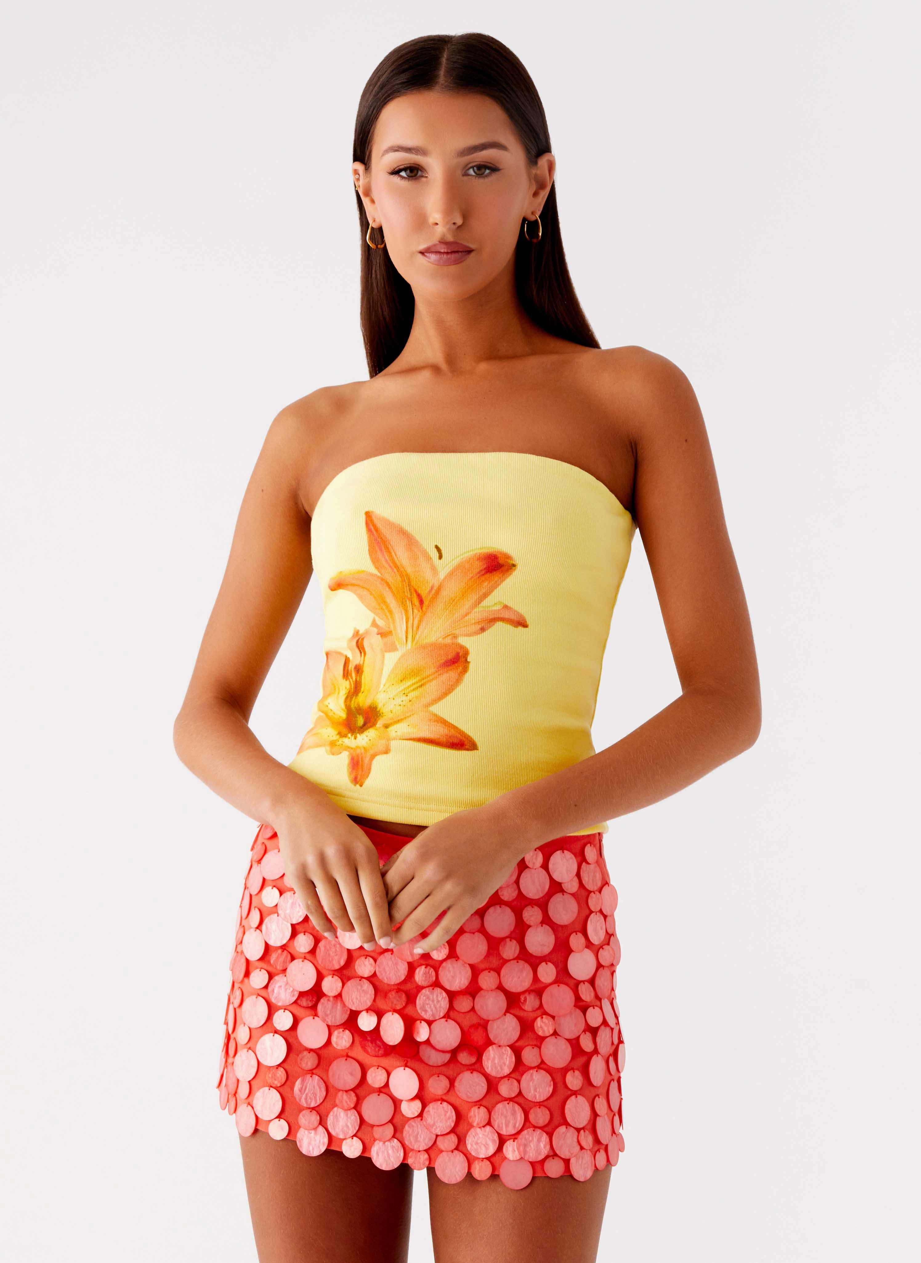 Vintage Shirt Danta Strapless Top - Yellow