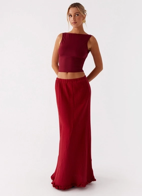 Season To Season Chamberlain Maxi Skirt - Rhubarb