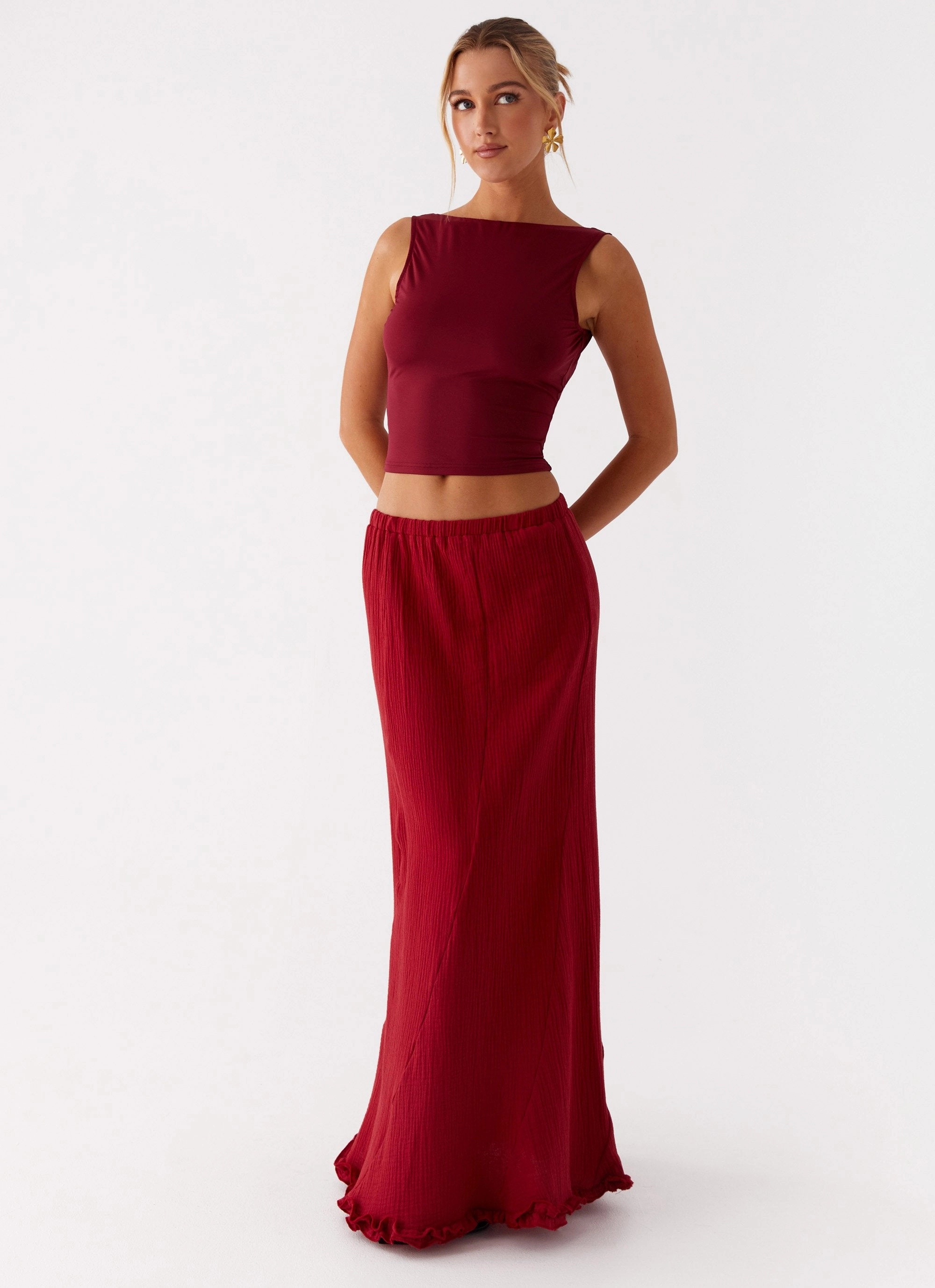 Season To Season Chamberlain Maxi Skirt - Rhubarb