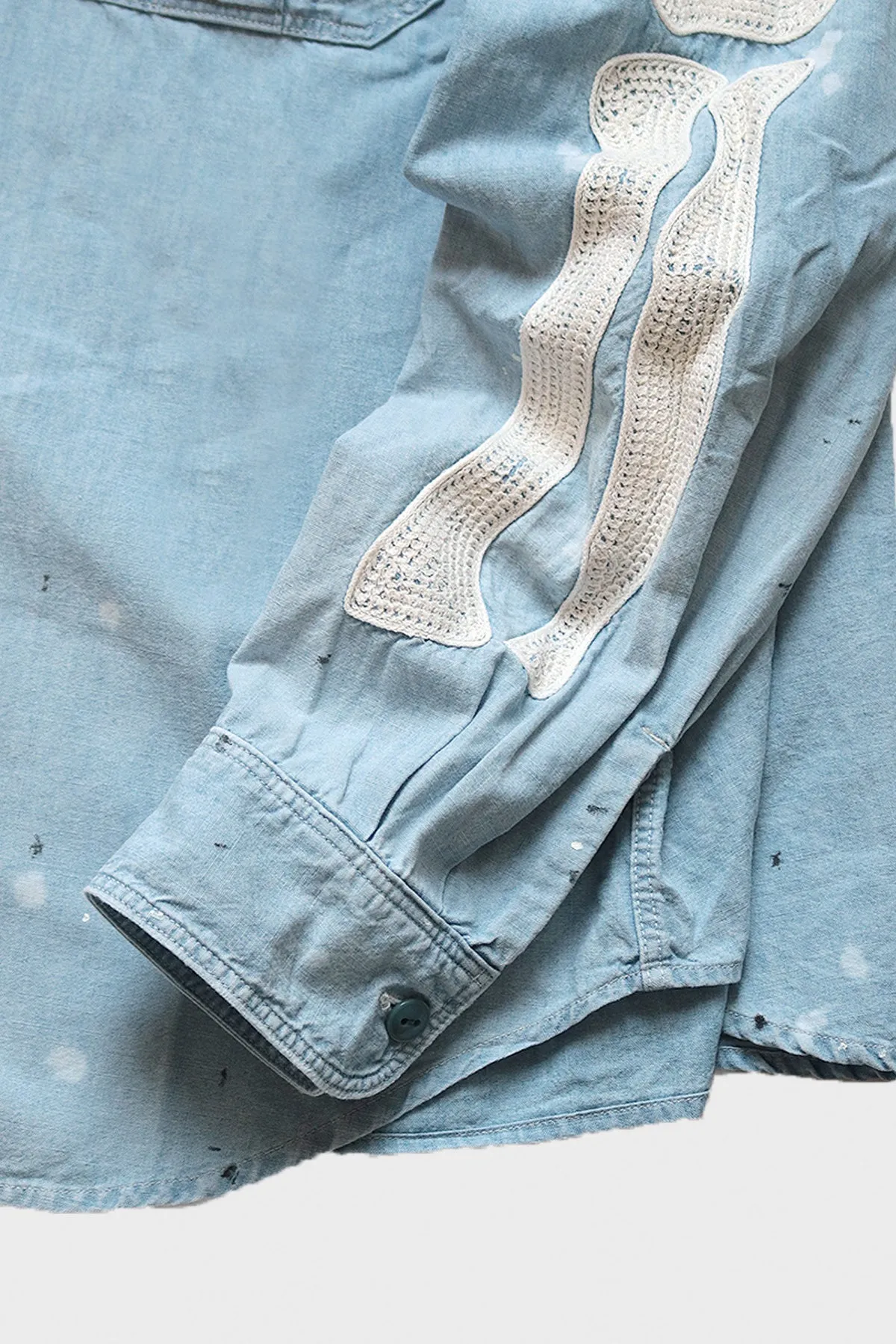 Chambray Work Shirt (BONE Embroidery) - Sax
