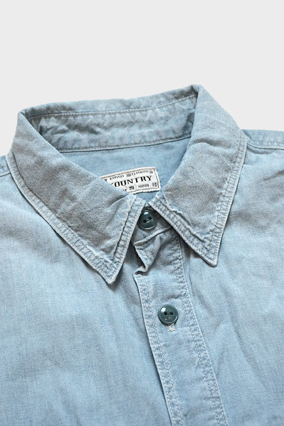 Chambray Work Shirt (BONE Embroidery) - Sax
