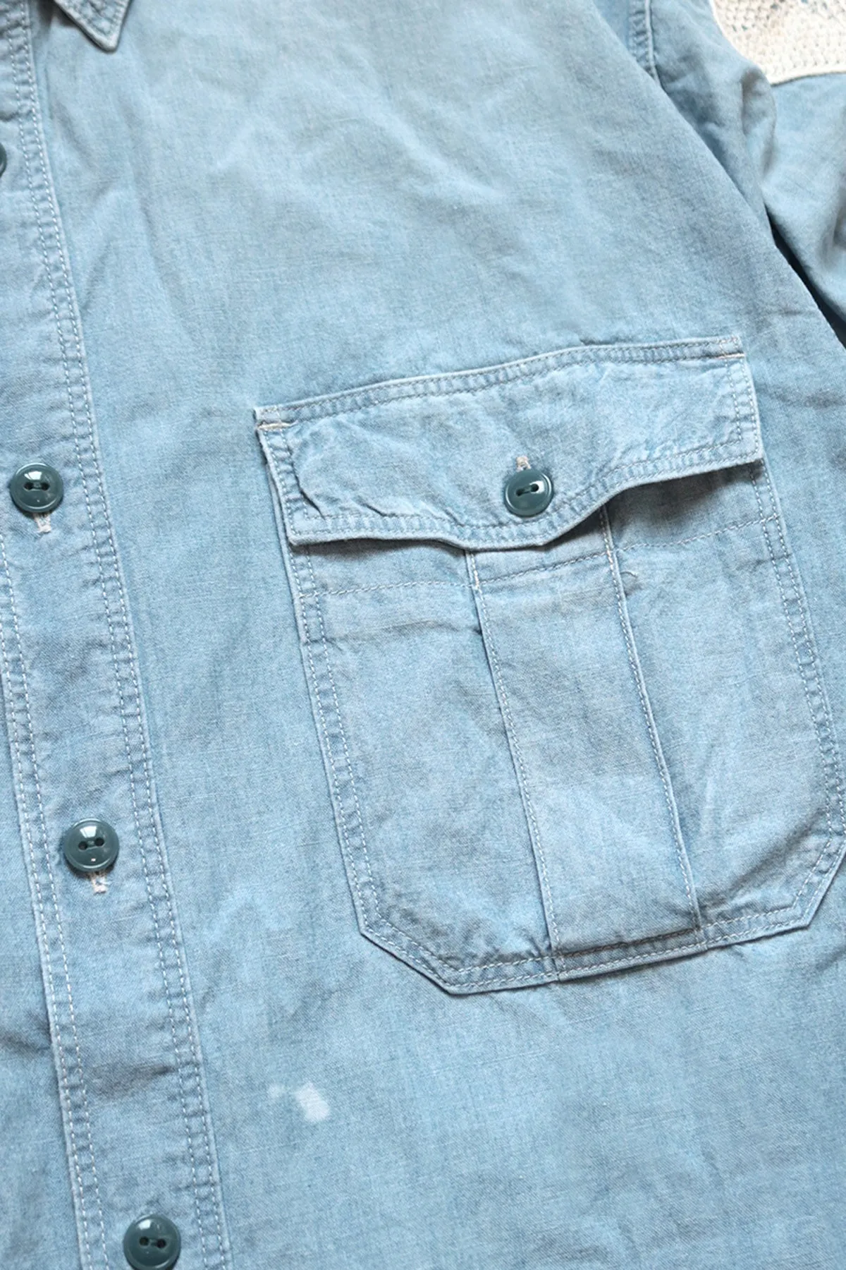 Chambray Work Shirt (BONE Embroidery) - Sax