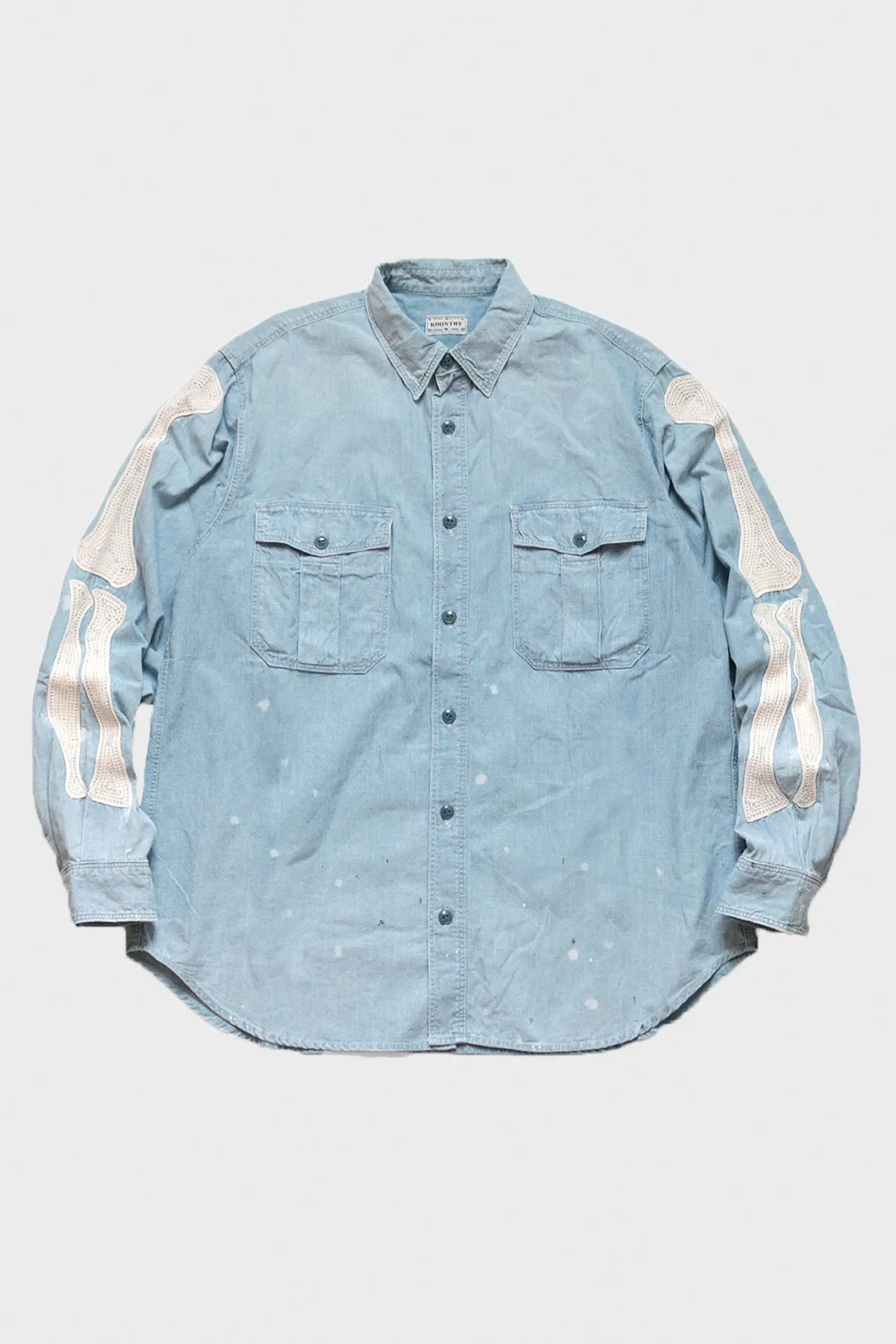 Chambray Work Shirt (BONE Embroidery) - Sax