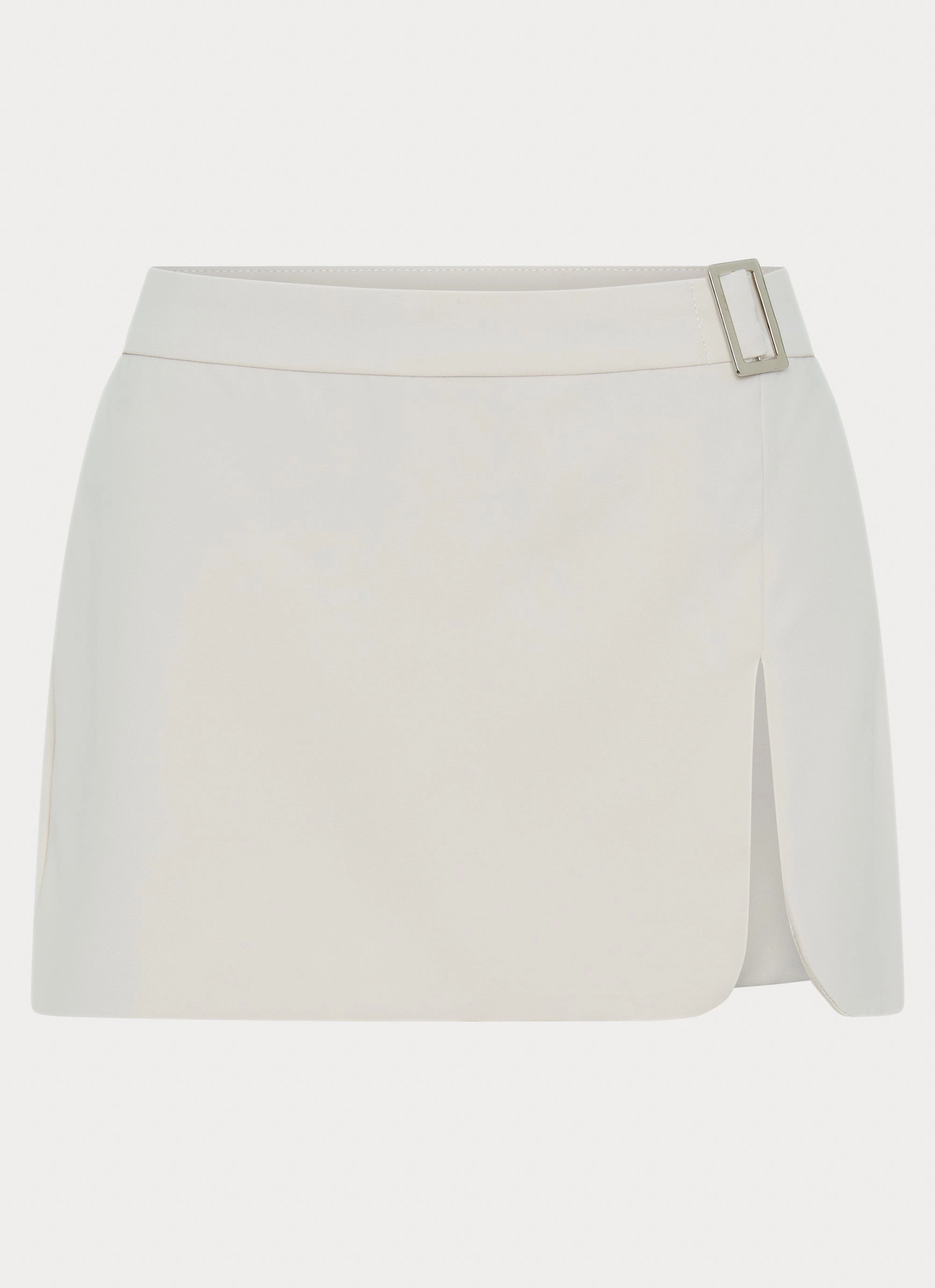 Adley Buckle Mini Skirt - Ivory Neat Fit