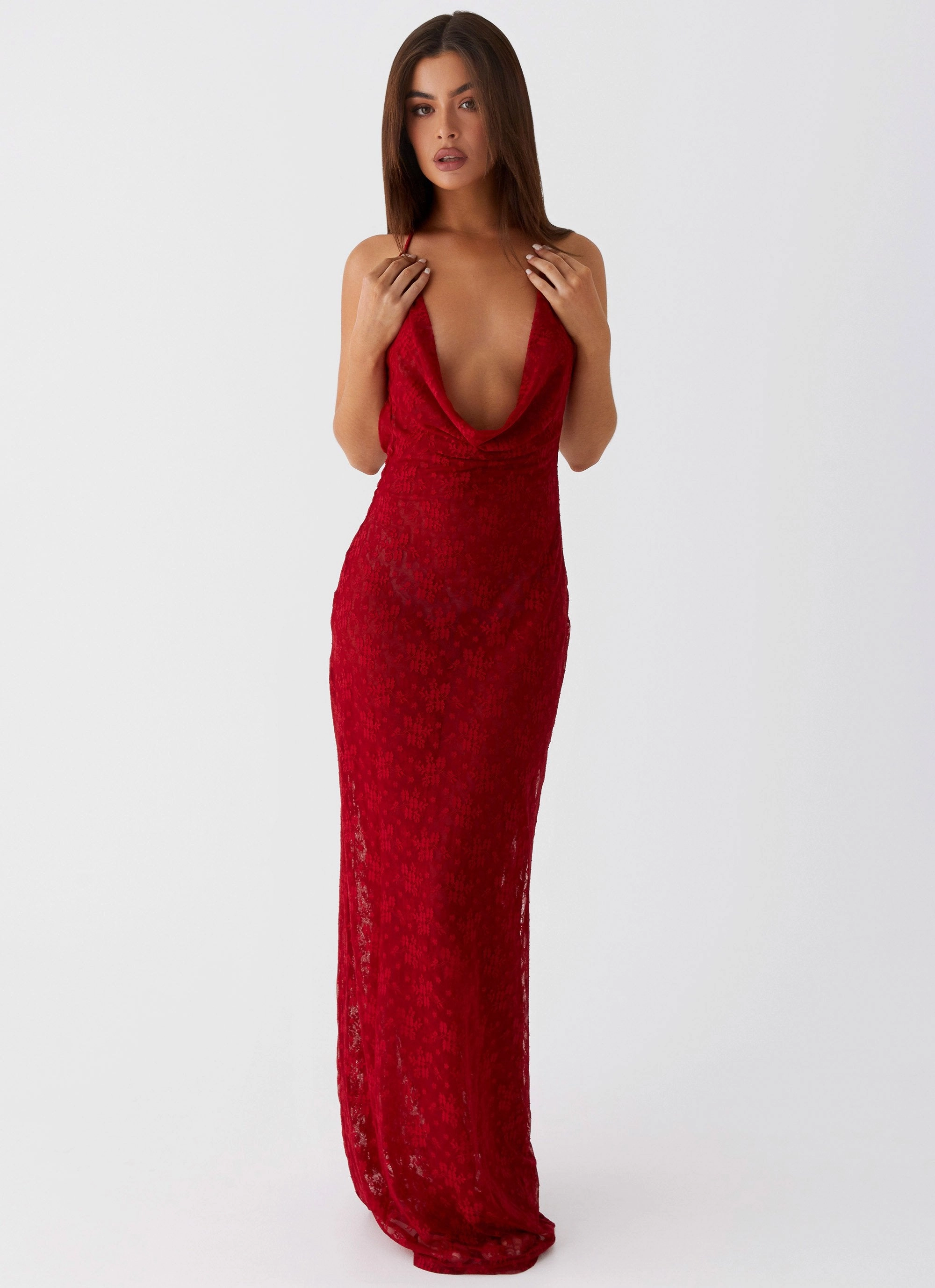 Champagne Coastline Maxi Dress - Dark Red Urban Look