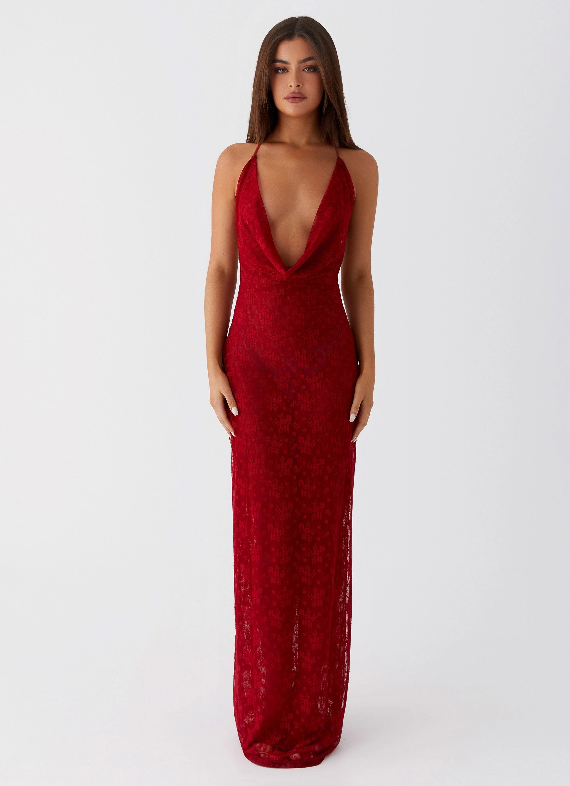 Flattering Fit Wear Champagne Coastline Maxi Dress - Dark Red