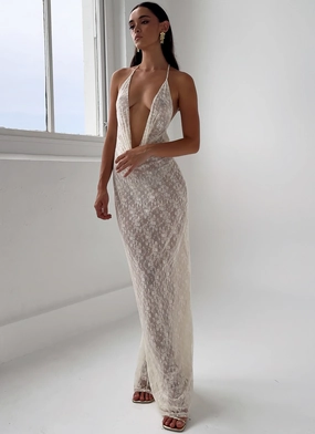 Champagne Coastline Maxi Dress - Ivory Flawless Waistband Fit