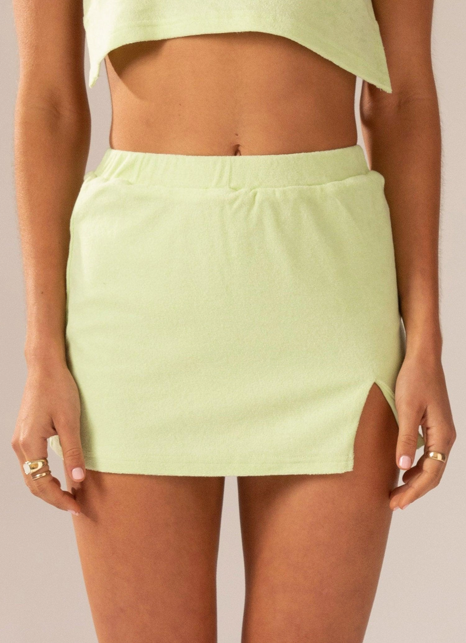 Changing Seasons Terry Mini Skirt - Lime Green Cultural Event Iconic Style