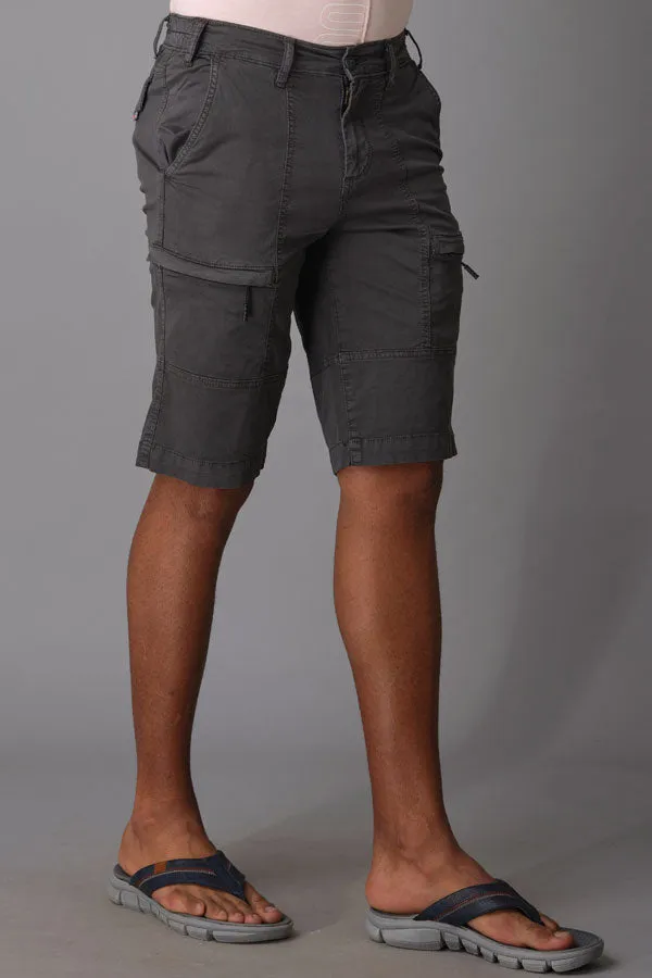 Charcoal Cotton Cargo Short