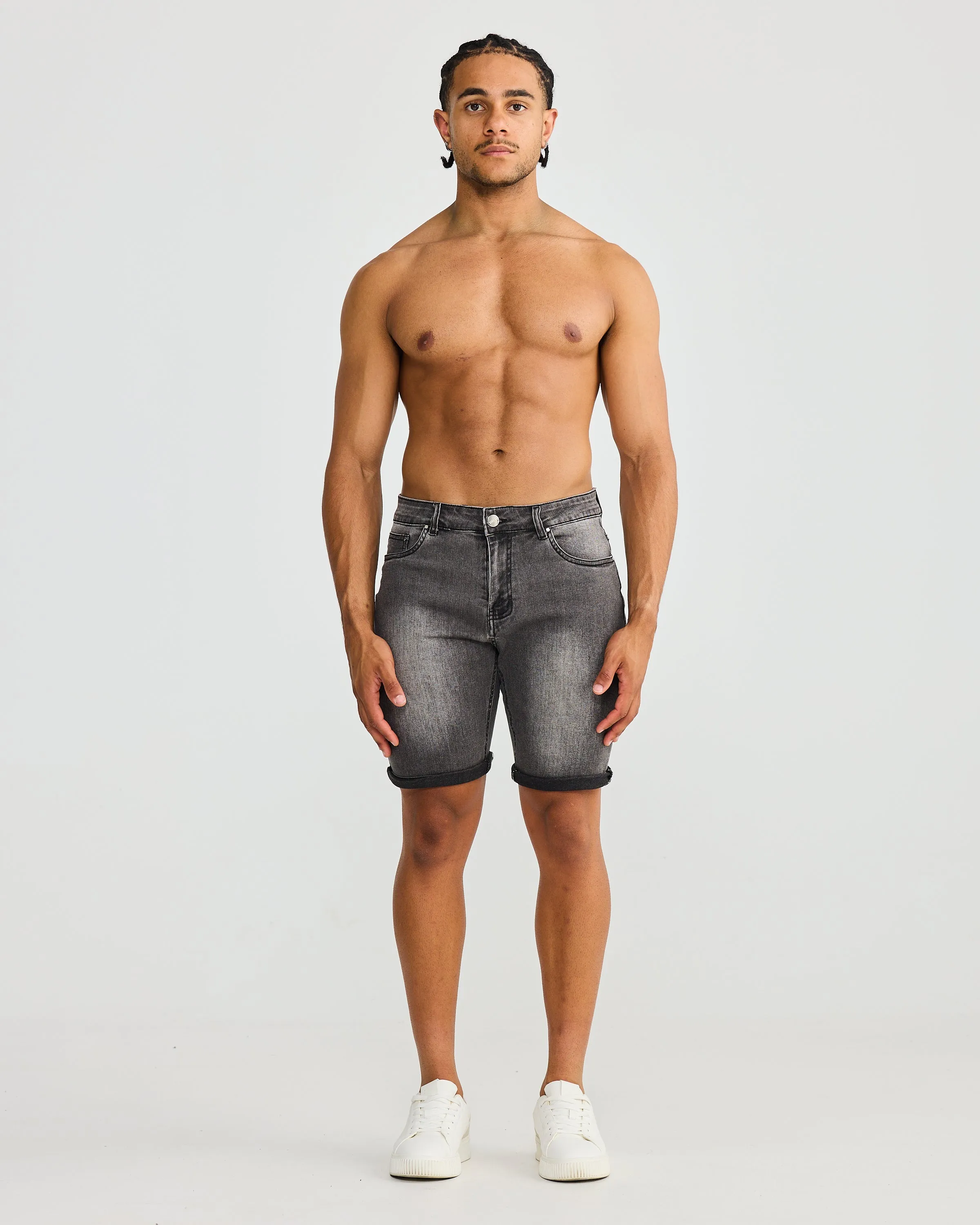 Charcoal Denim Shorts