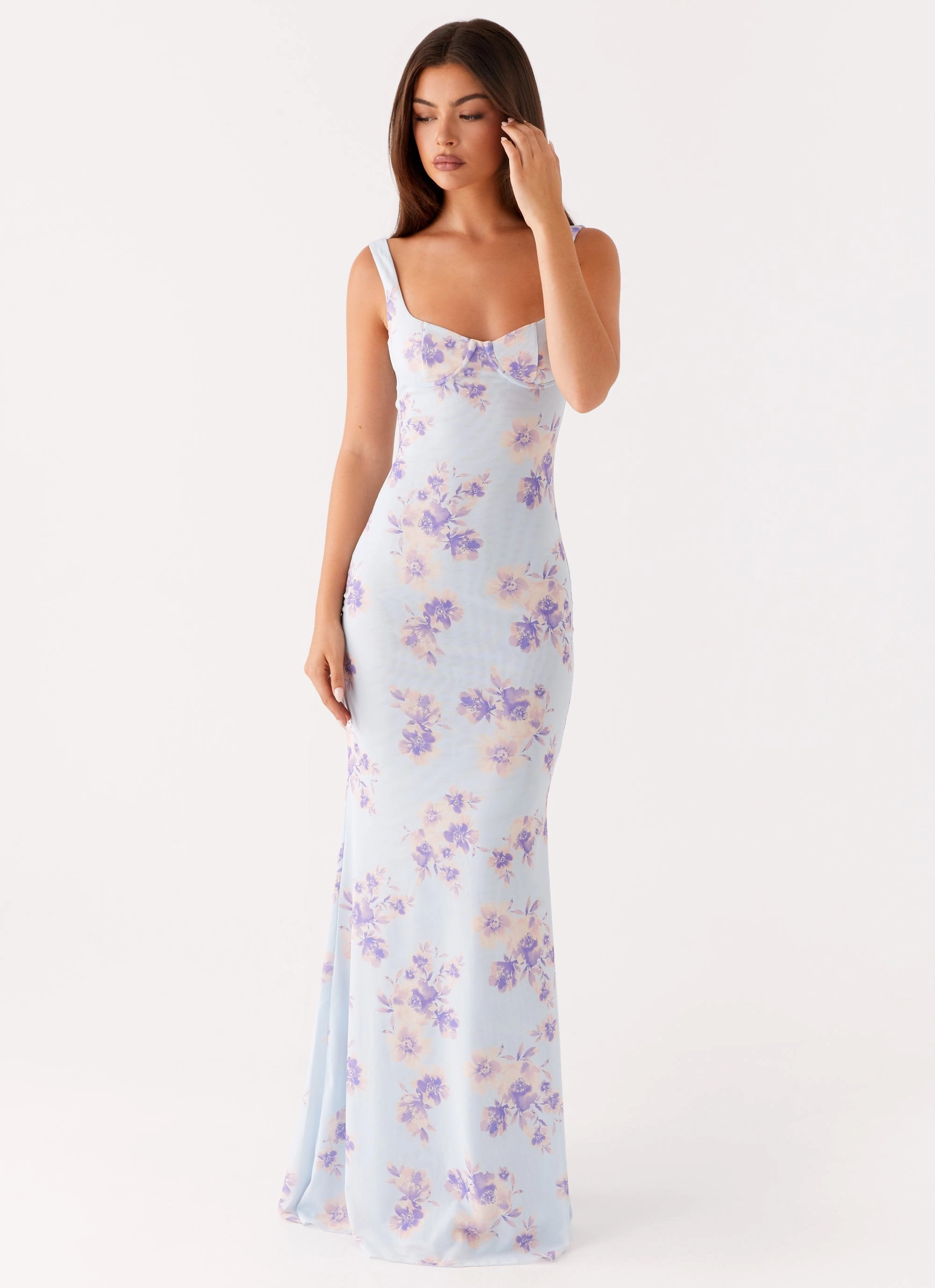Tonal-Stitching Neutral-Shade Charity Maxi Dress - Print