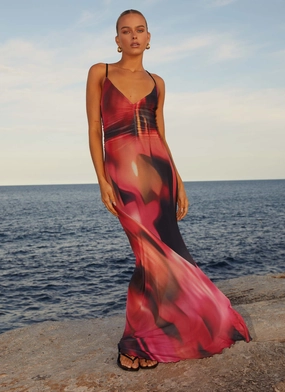 Chill Moment Charley Maxi Dress - Pink Print