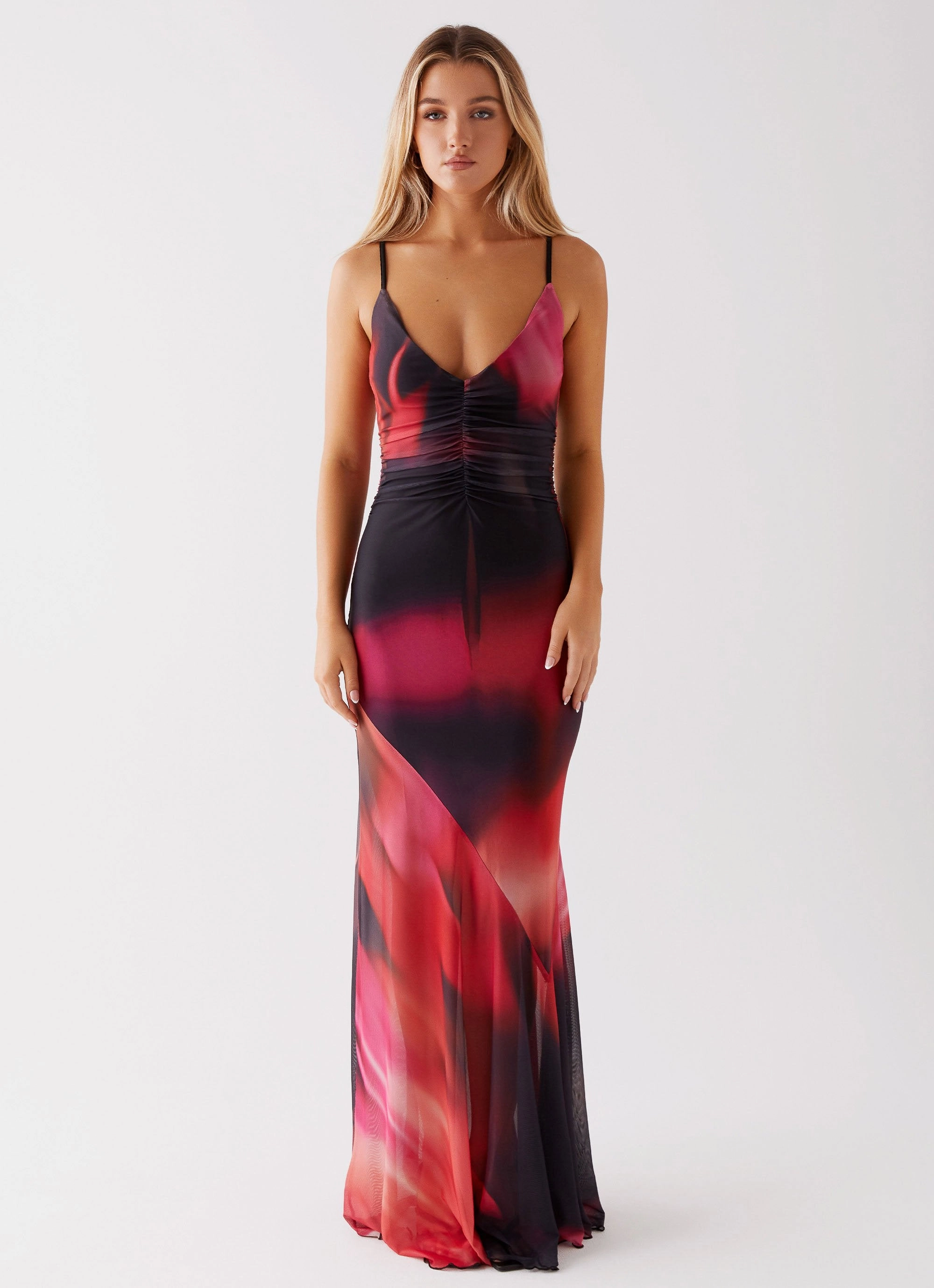 Charley Maxi Dress - Pink Print Subtle Flex Textured Surface