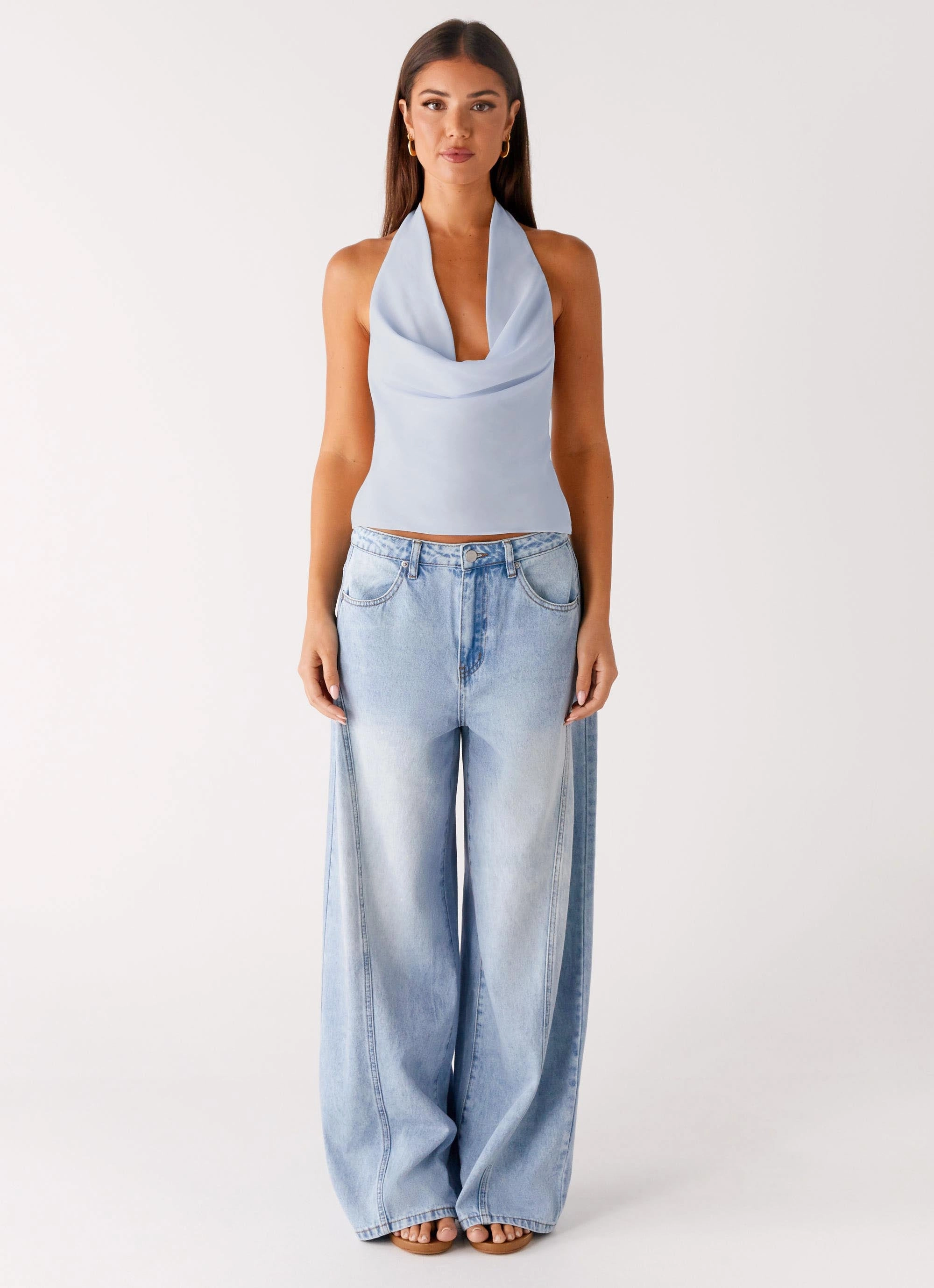 Charli Cowl Top - Blue Water Repellent Coating Adaptive Temperature Control