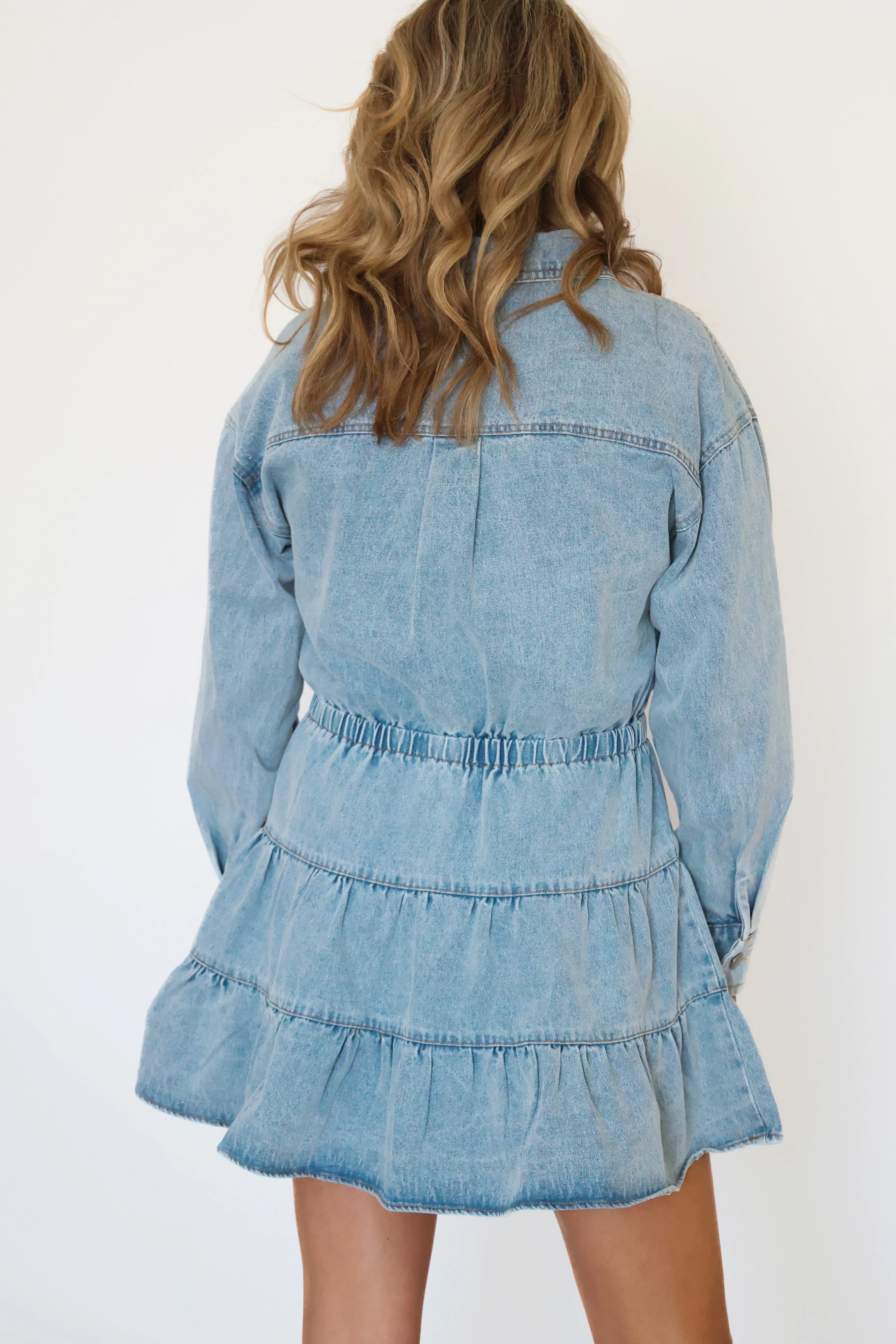 Satin Touch Gemstone-Detail Charlie Denim Dress