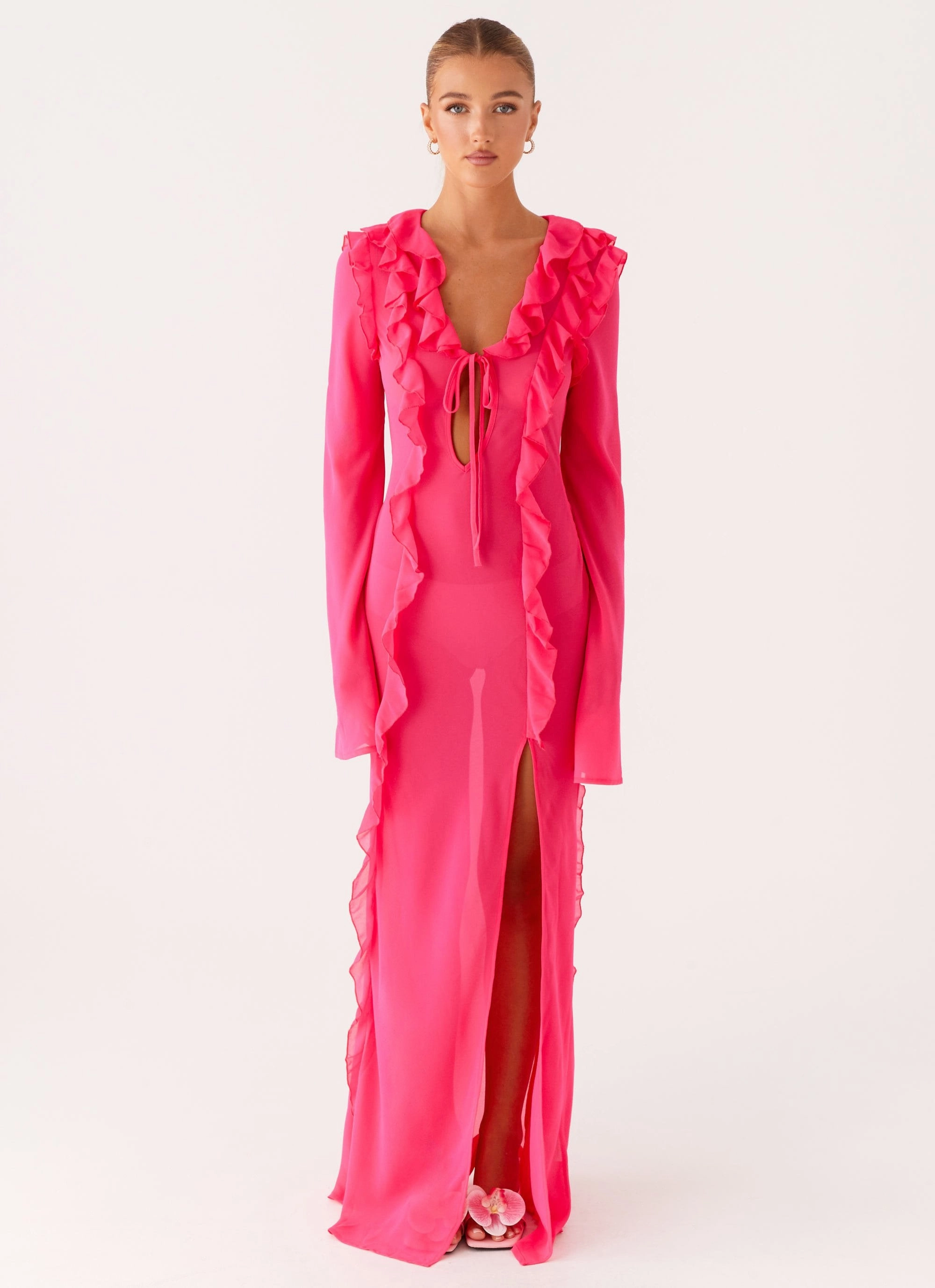 Charlize Maxi Dress - Pink Fluid Fabric