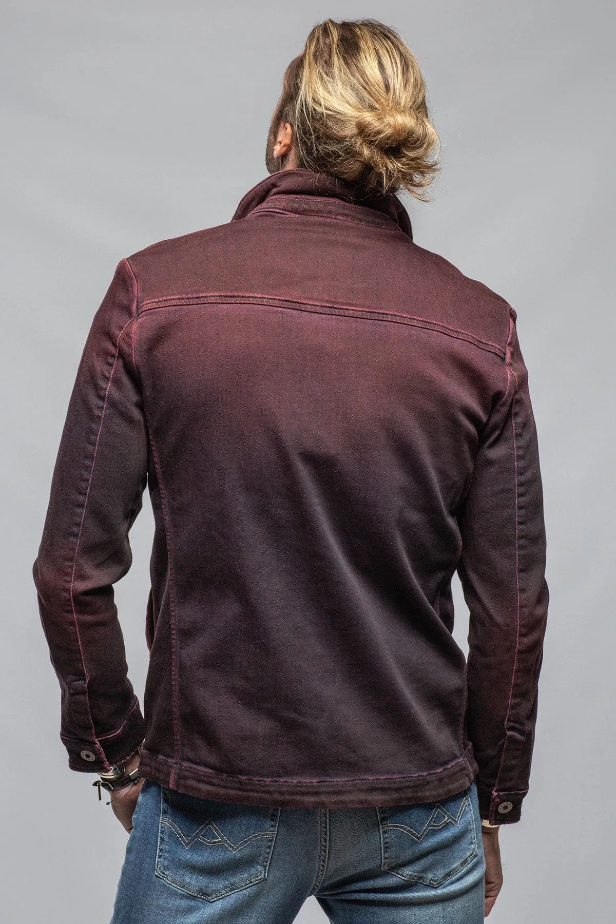 Chase Denim Jacket In Bordeaux