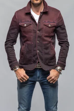 Chase Denim Jacket In Bordeaux
