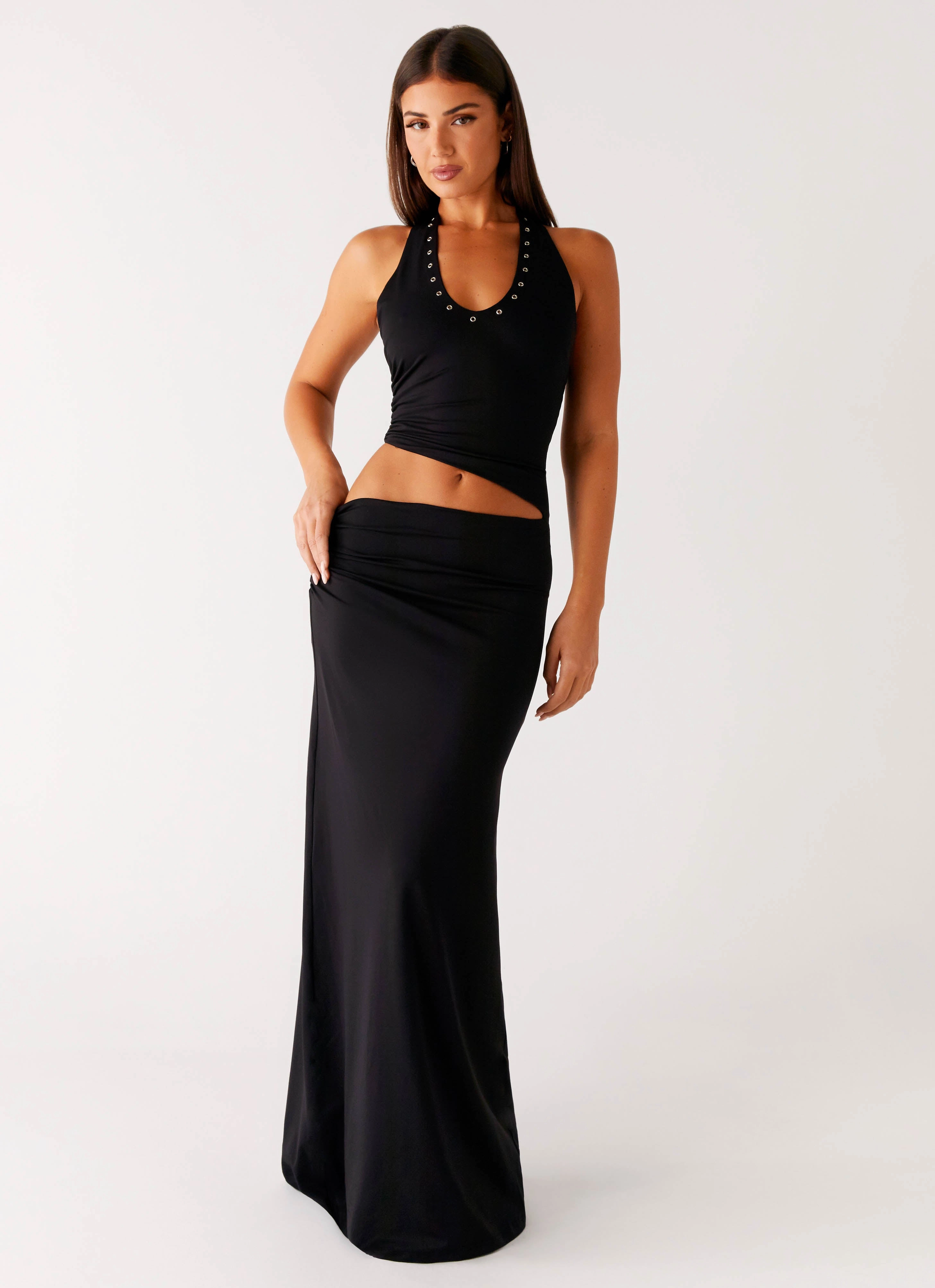 Chella Maxi Dress - Black Delicate Tone Cozy Vibe