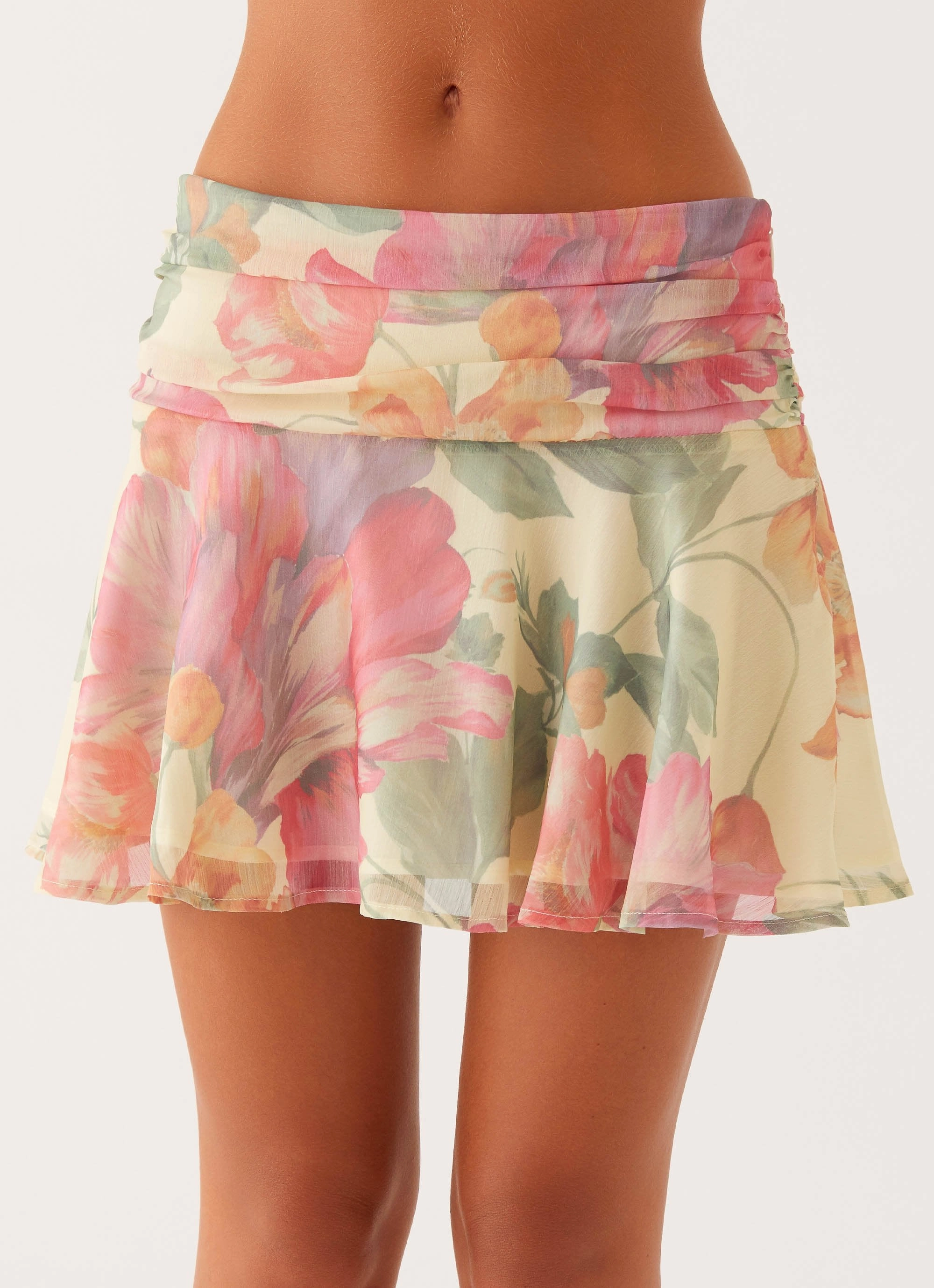 Chemistry Low Rise Mini Skirt - Yellow Peony Sustainable Midi length