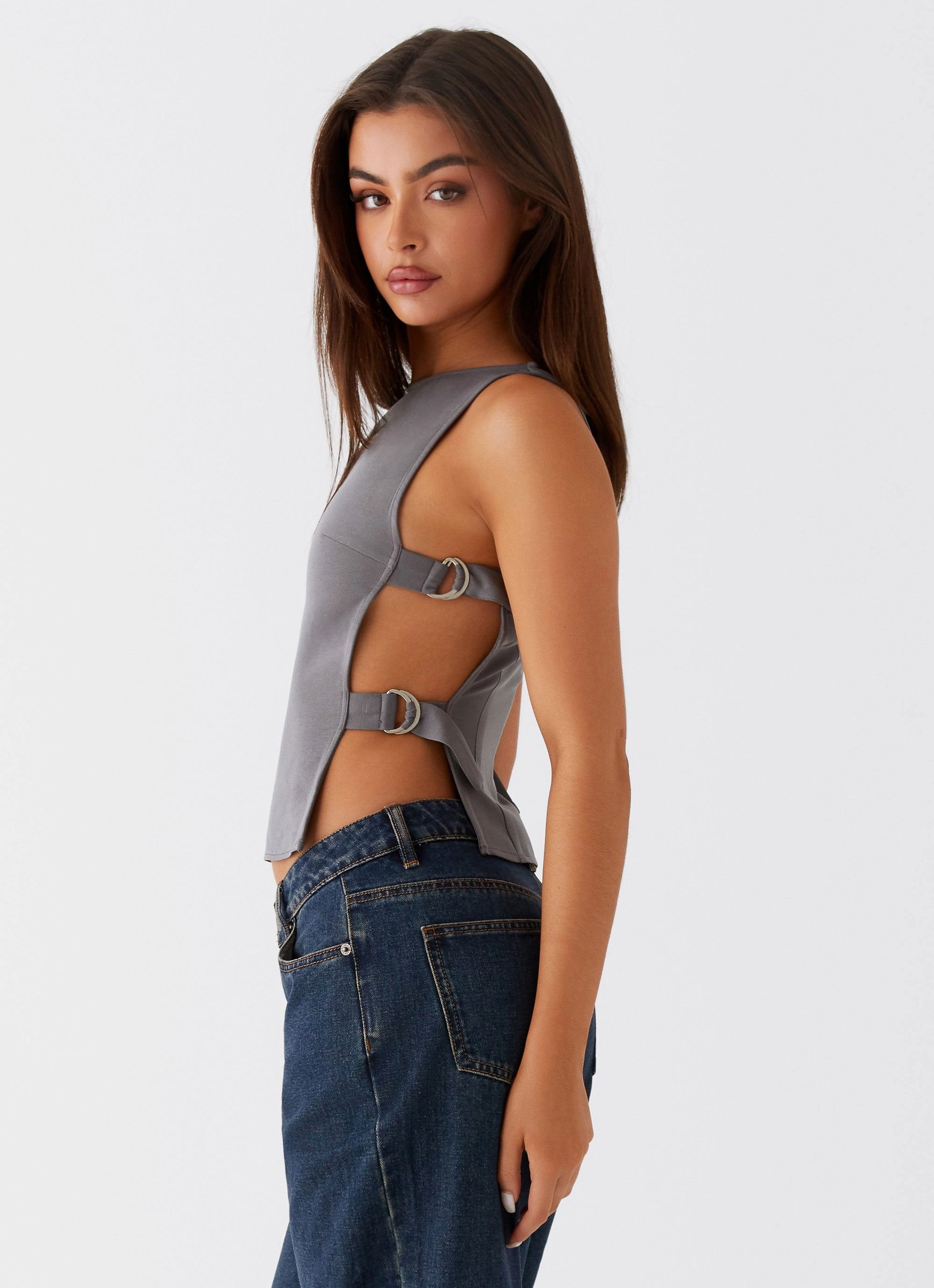 Cherish You Buckle Top - Charcoal FlexFoamInserts