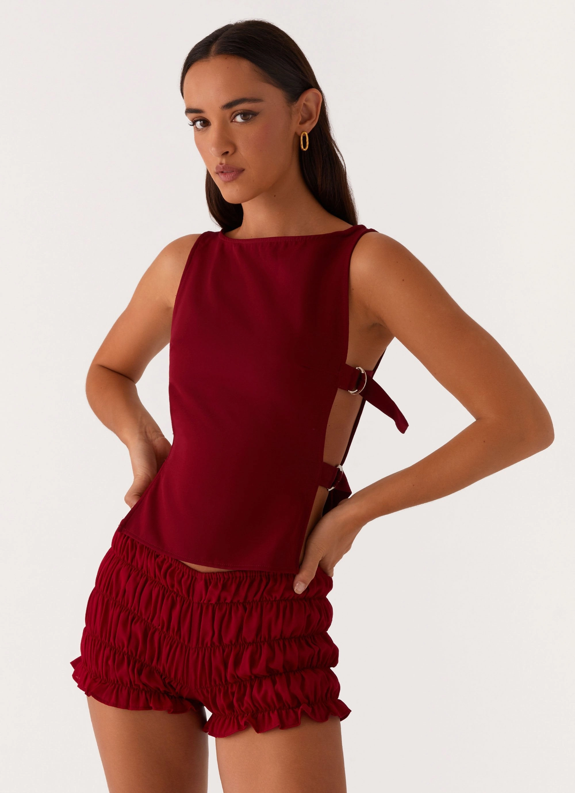 Cherish You Buckle Top - Maroon ShockAbsorbing QuickRelease Fastener