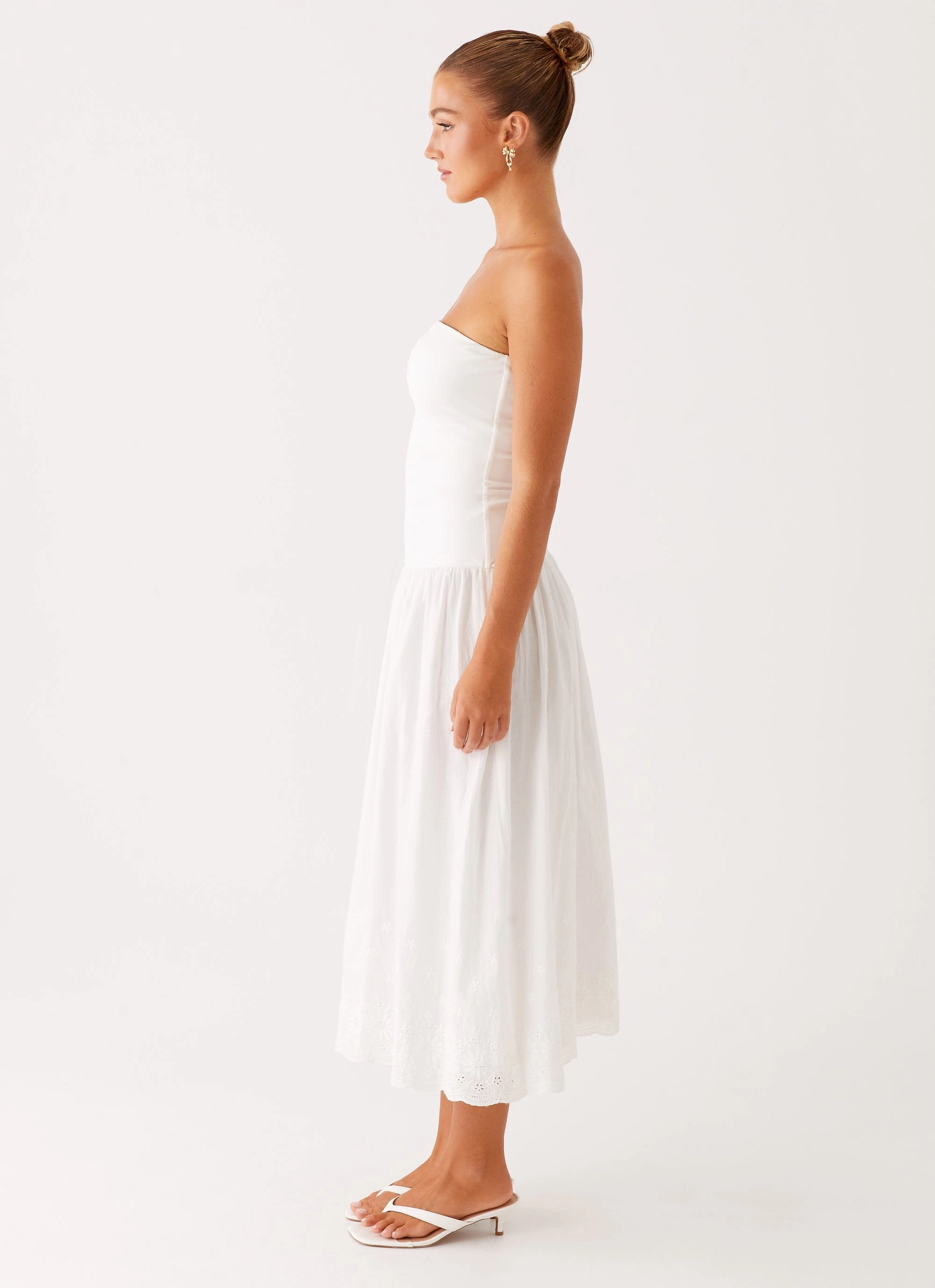 Cherry Skies Midi Dress - White Elegant Wearable