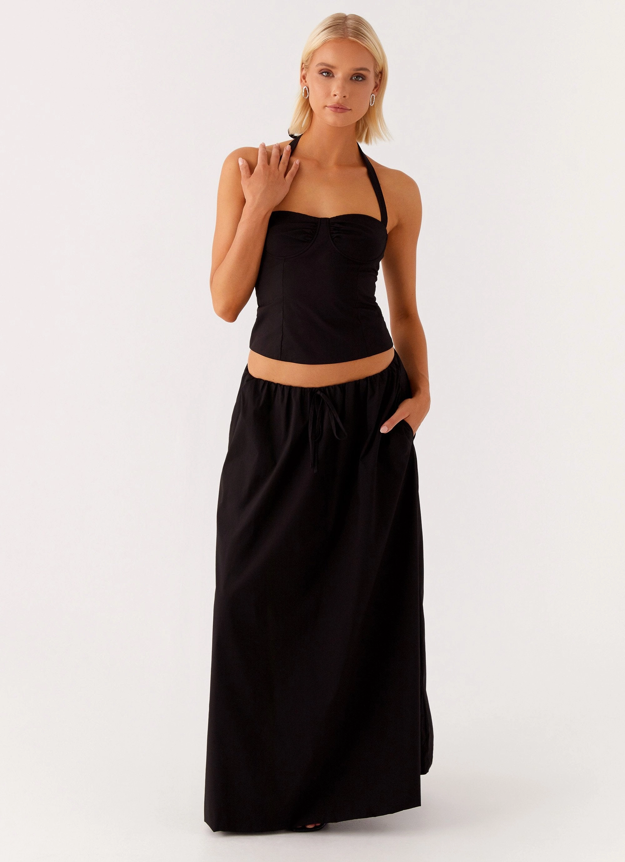 Athleisure Inspired Cheryl Maxi Skirt - Black