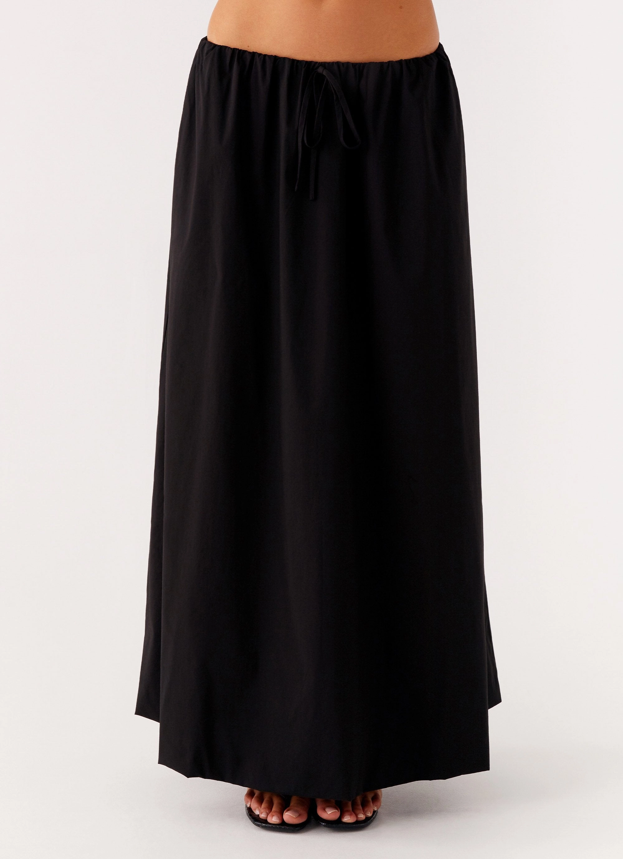 Signature Line Satin feel Cheryl Maxi Skirt - Black