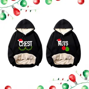 Chest And Nuts Fleece Sherpa Christmas Couple Hoodie