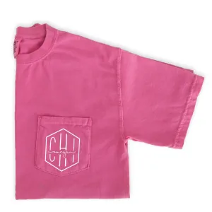 Chi Omega Hexagon Pocket Tee - Pink