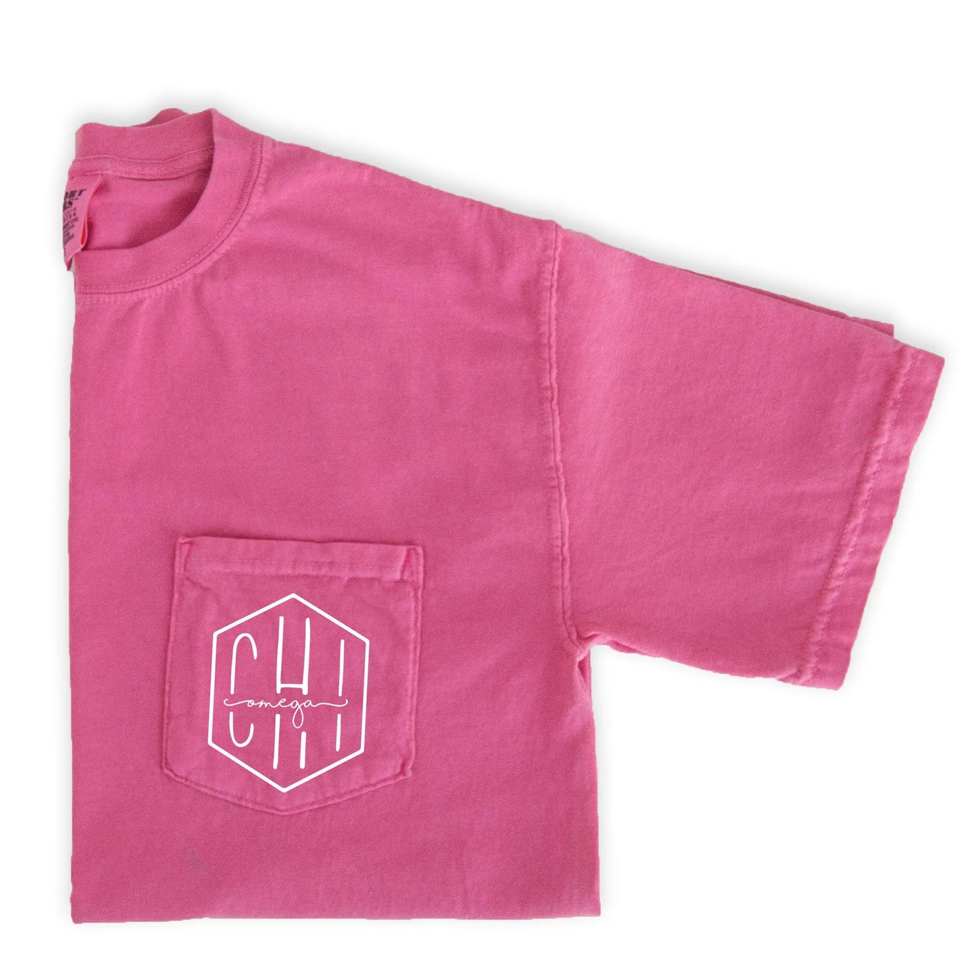Chi Omega Hexagon Pocket Tee - Pink