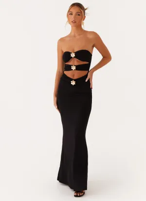 Save Me Maxi Dress - Black Tiered-Skirt Timeless Fashion