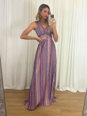 Florence Stripe Sparkle Maxi Dress in Multi Happy Scent