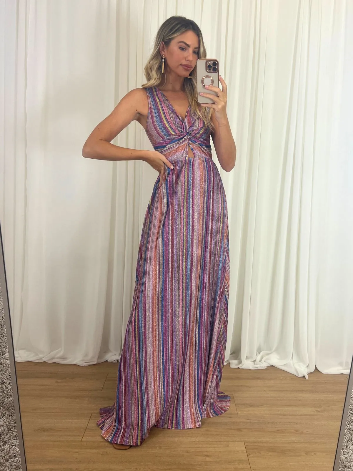 Florence Stripe Sparkle Maxi Dress in Multi Happy Scent