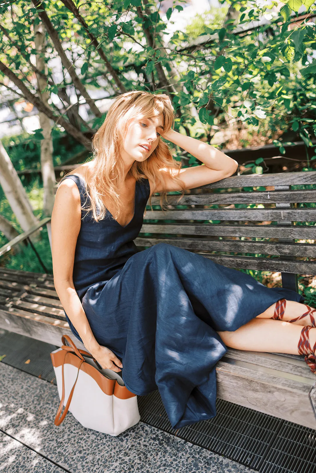 Functional Comfort Wear AntiSnagZippers MASON'S DAUGHTER | Nicole Dress, Navy Linen