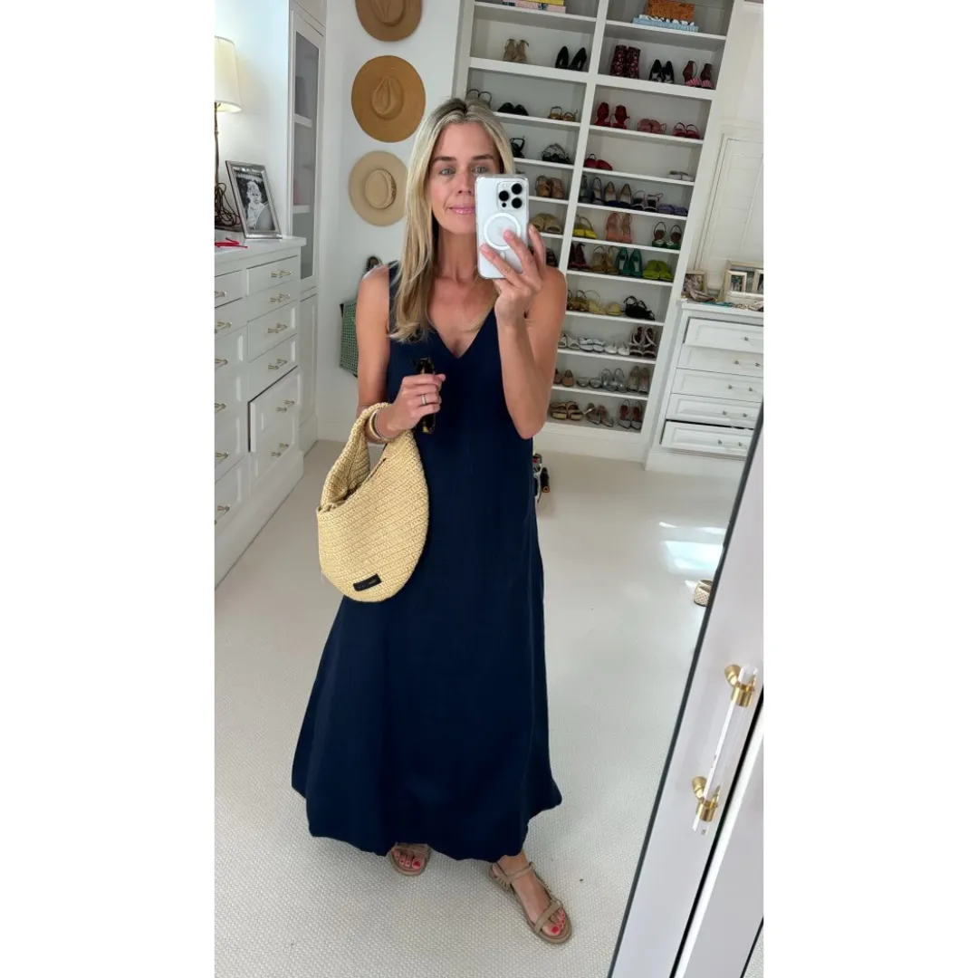 Full Motion Seamless Design MASON'S DAUGHTER | Nicole Dress, Navy Linen