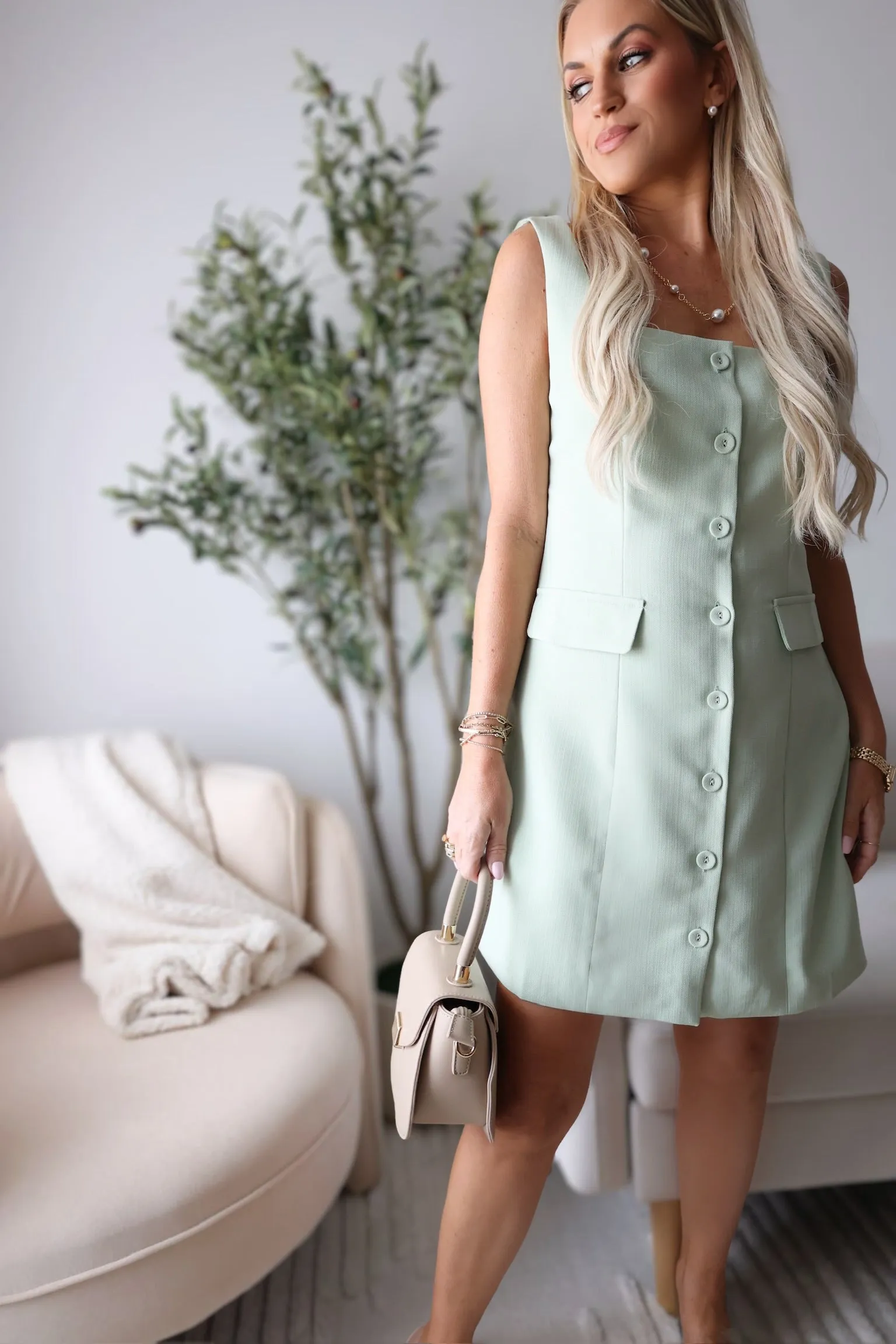 Margot Button Mini Dress (FINAL SALE) Seasonal Must-Have