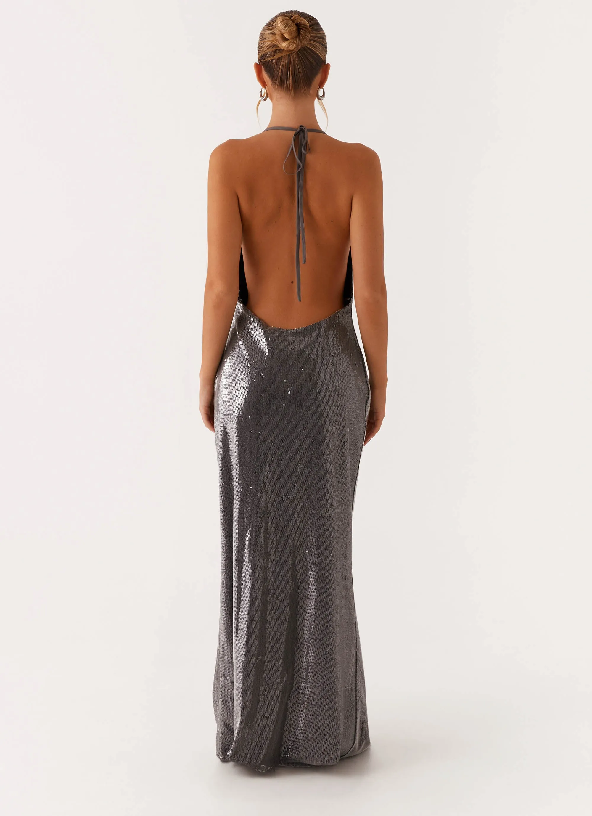 Sleek Love Sequin Maxi Dress - Silver Sequin Classic wrap dress Soft Motion