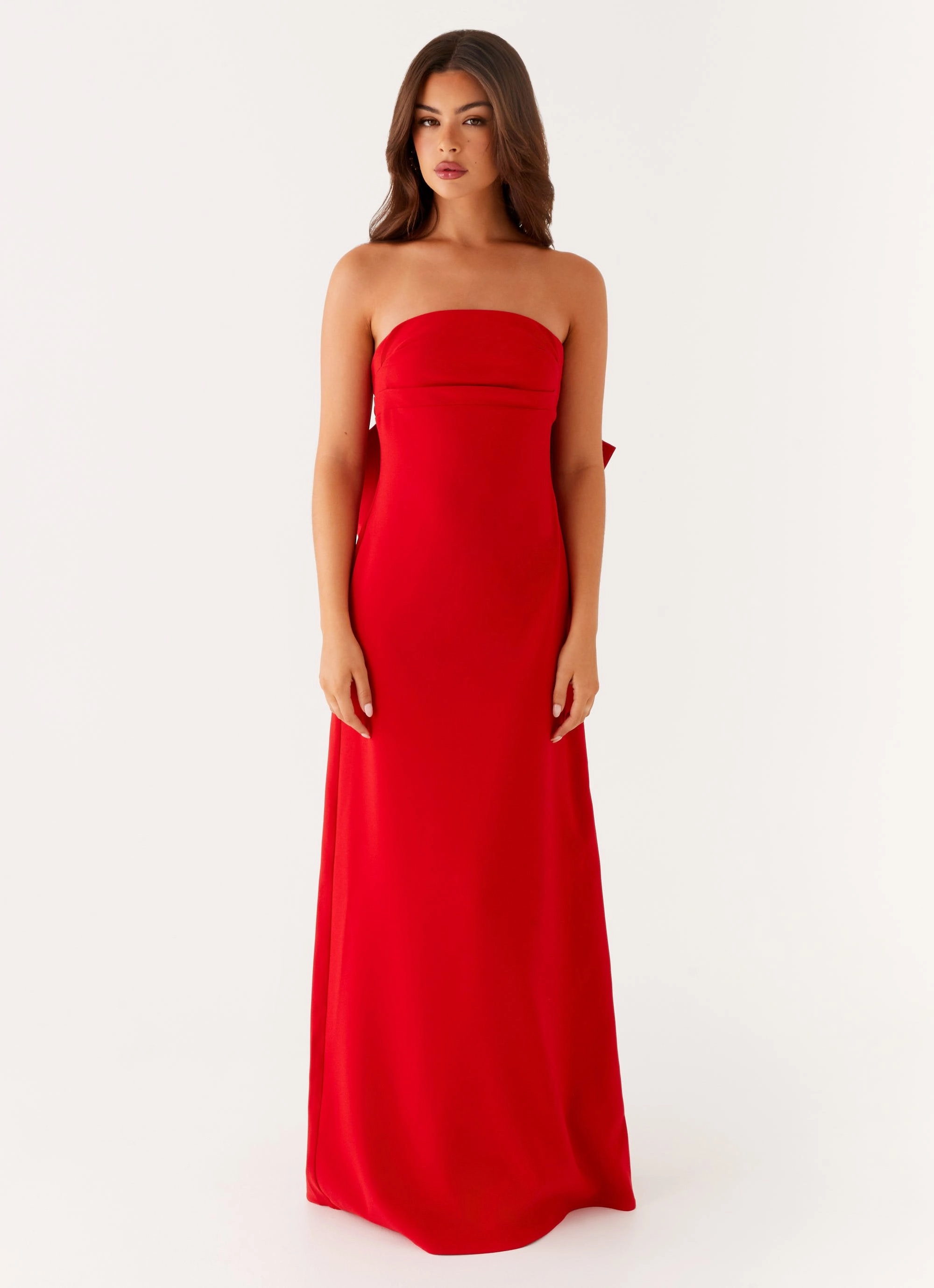 Soft Draping Meredith Maxi Dress - Red
